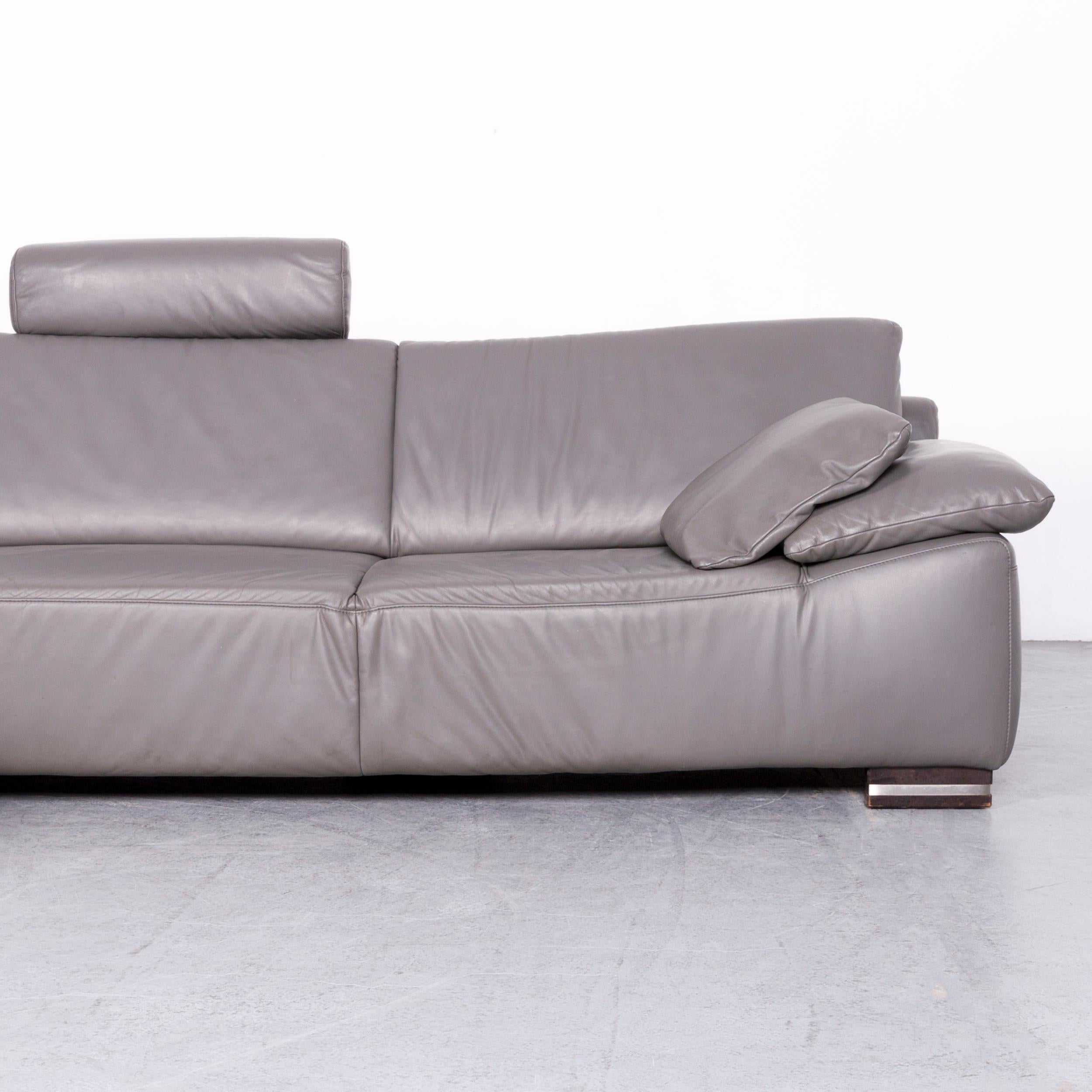 Contemporary Ewald Schillig Designer Corner Sofa Set Couch Leather Grey Modern