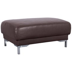 Ewald Schillig Designer Footstool Brown Leather Bench