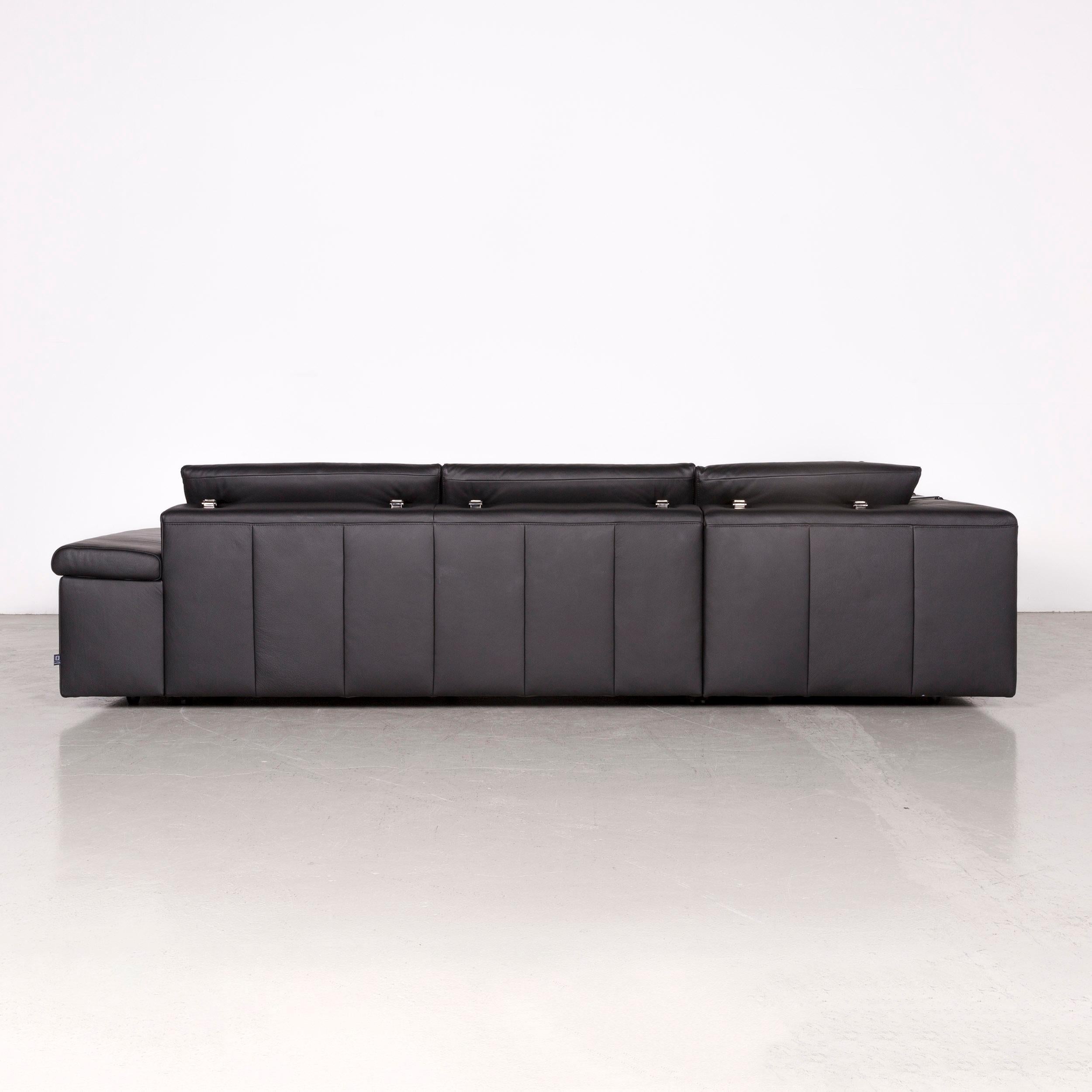 Ewald Schillig Designer Leather Corner Sofa Black Genuine Leather Sofa Couch For Sale at 1stDibs