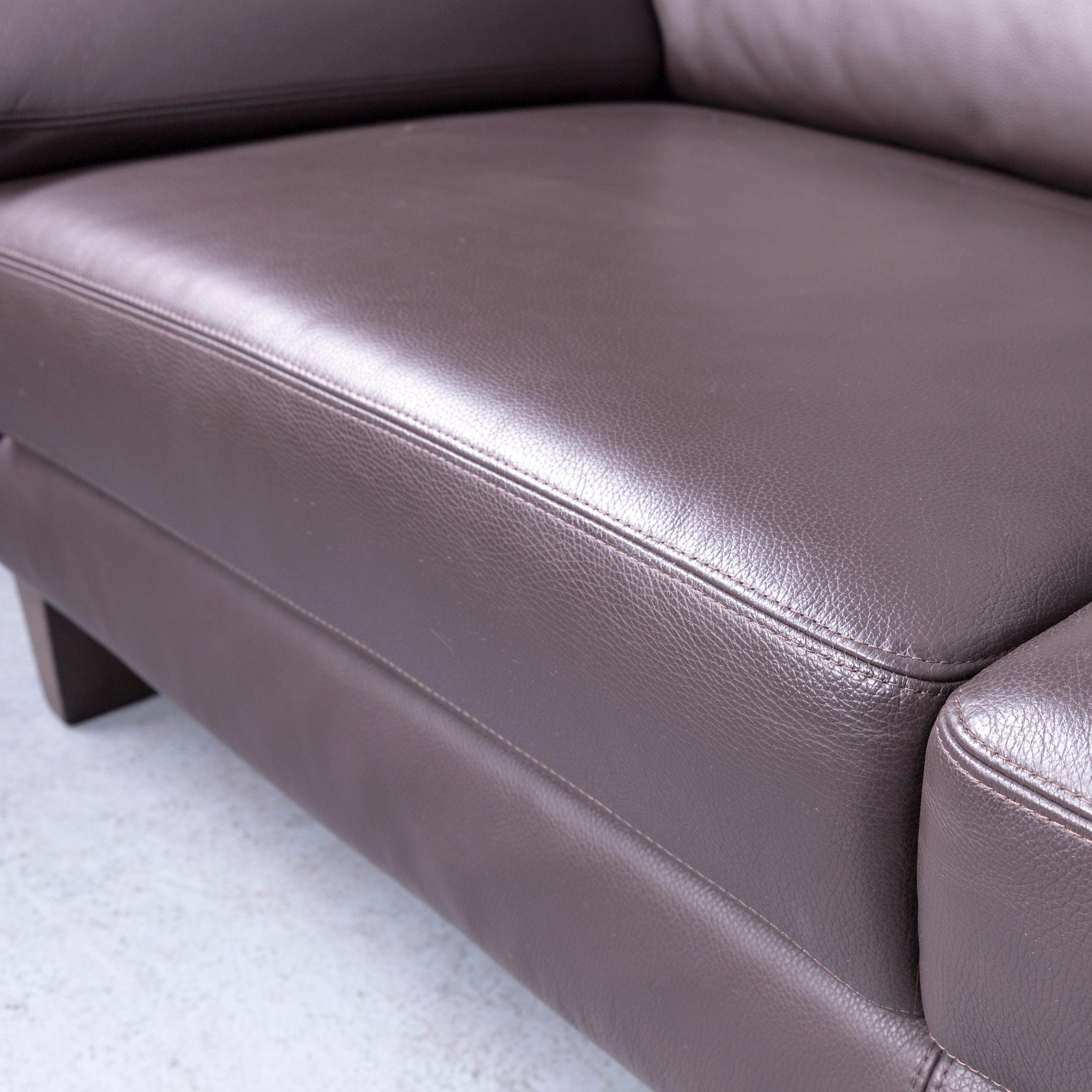German Ewald Schillig Designer Leather Corner-Sofa Brown Couch Sofa