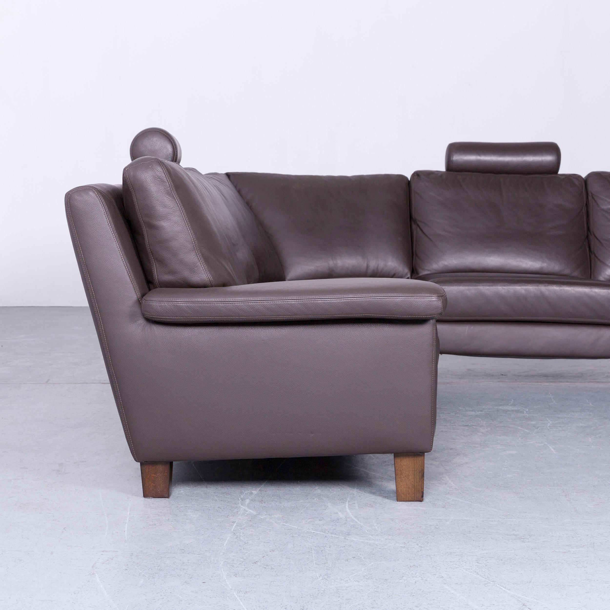 Ewald Schillig Designer Leather Corner-Sofa Brown Couch Sofa 1