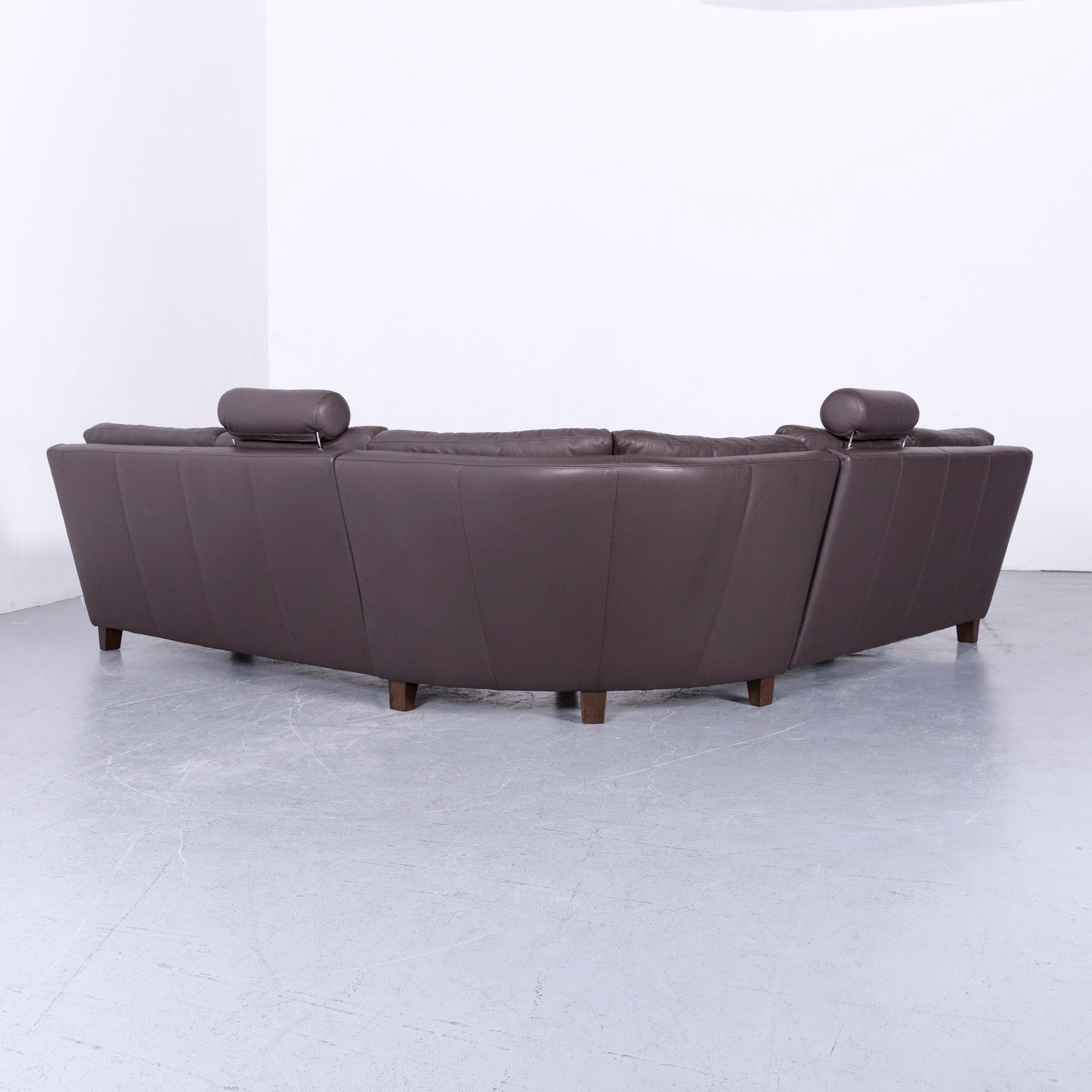 Ewald Schillig Designer Leather Corner-Sofa Brown Couch Sofa 2