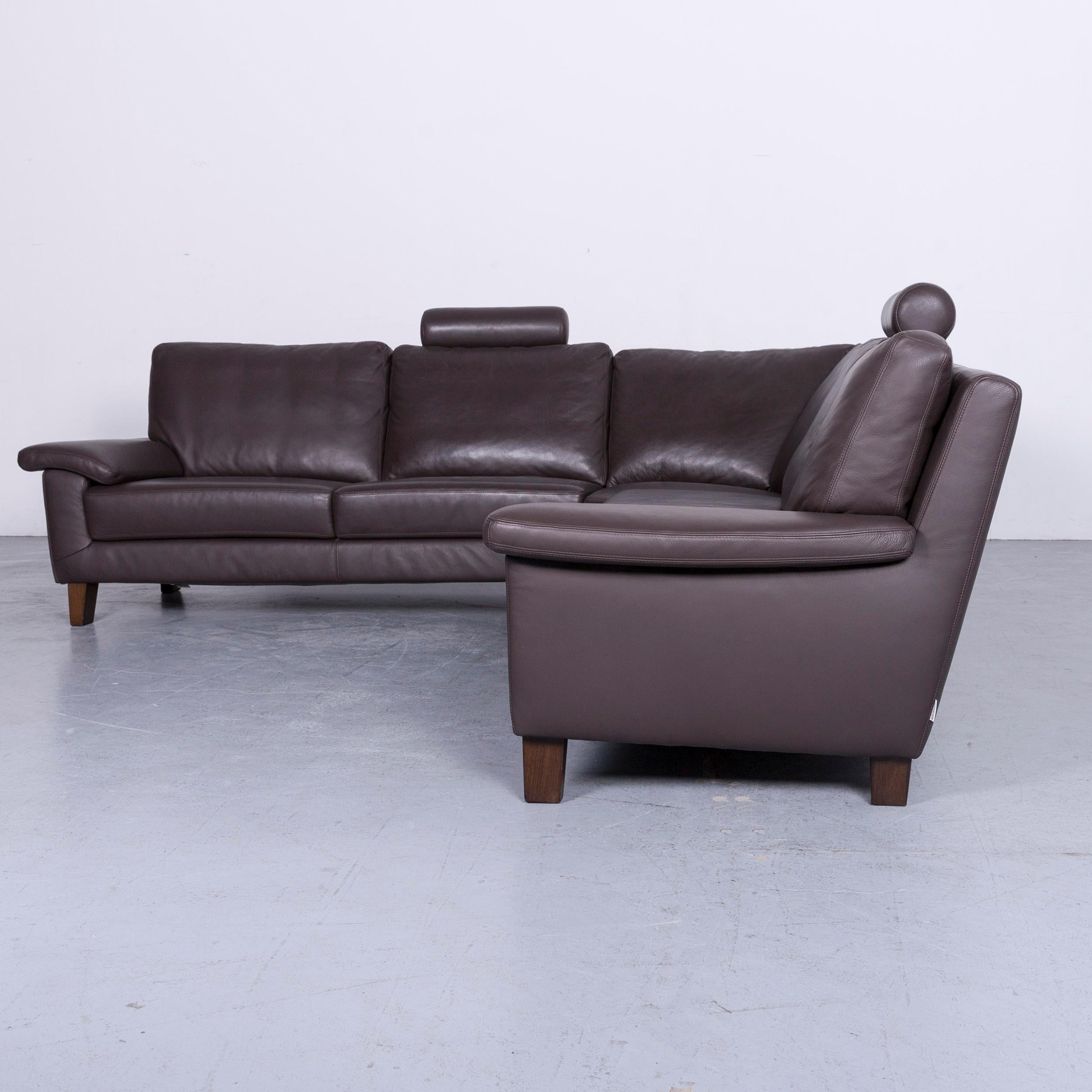 Ewald Schillig Designer Leather Corner-Sofa Brown Couch Sofa 3