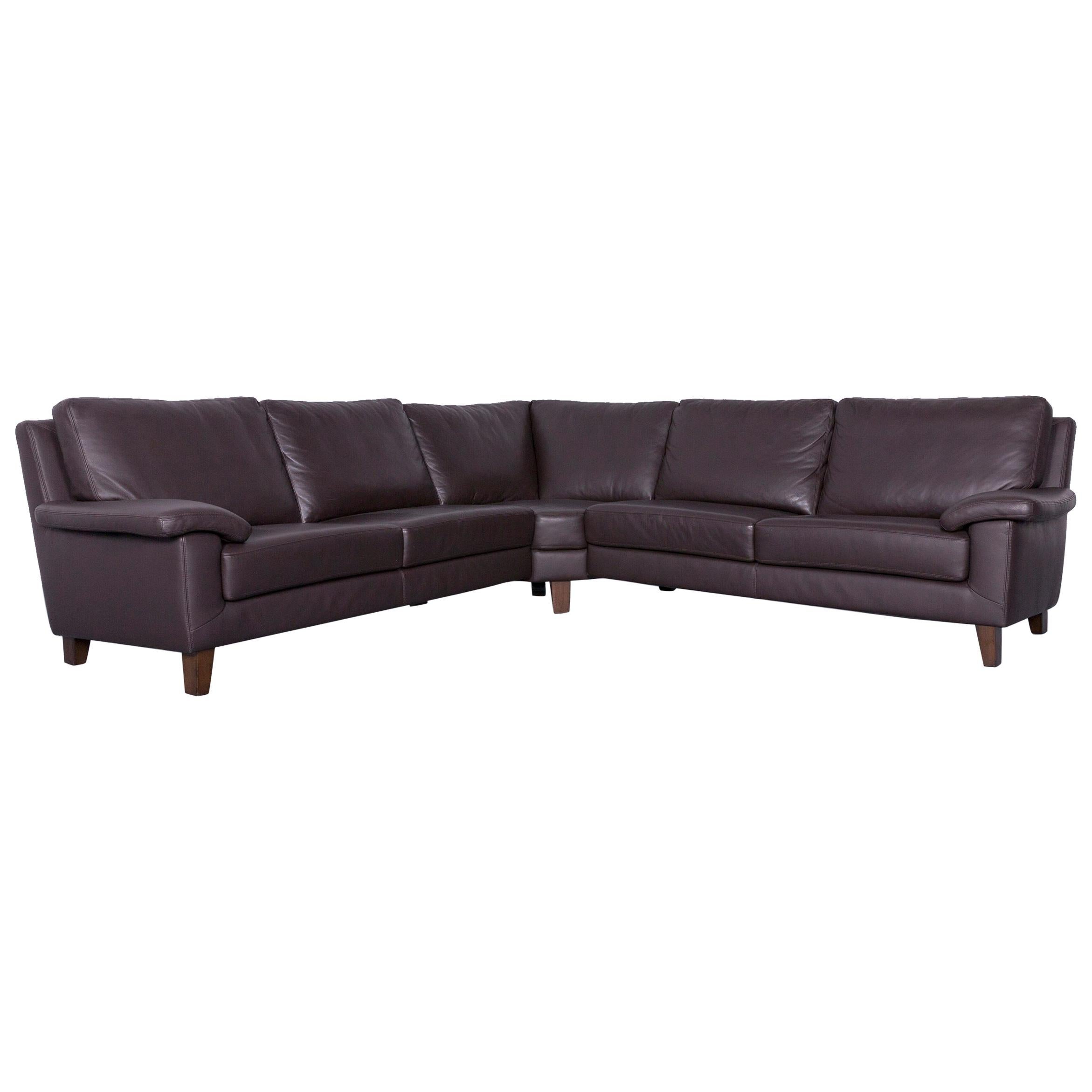 Ewald Schillig Designer Leather Corner-Sofa Brown Couch Sofa
