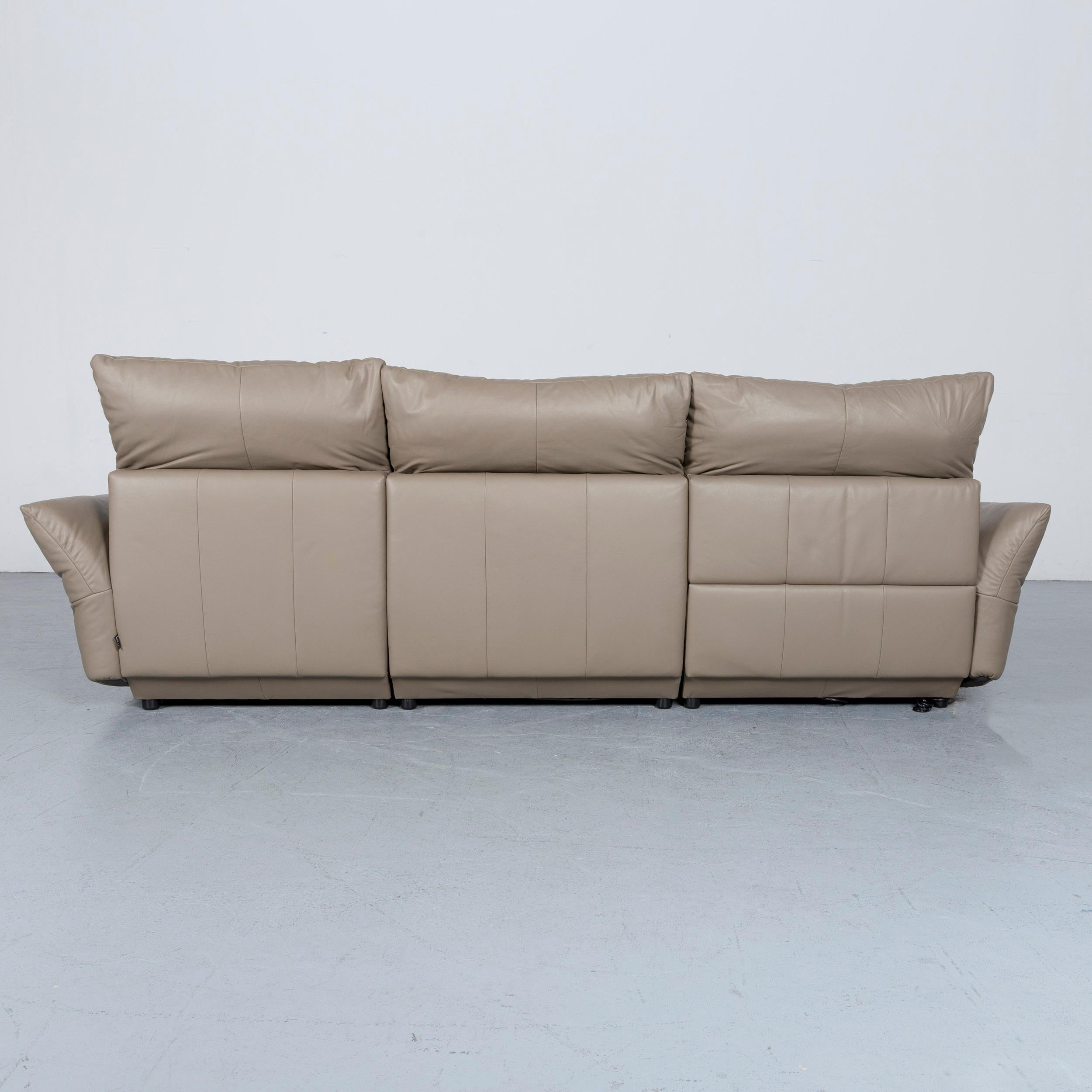 Ewald Schillig Designer Leather Corner-Sofa Grey with Function 6