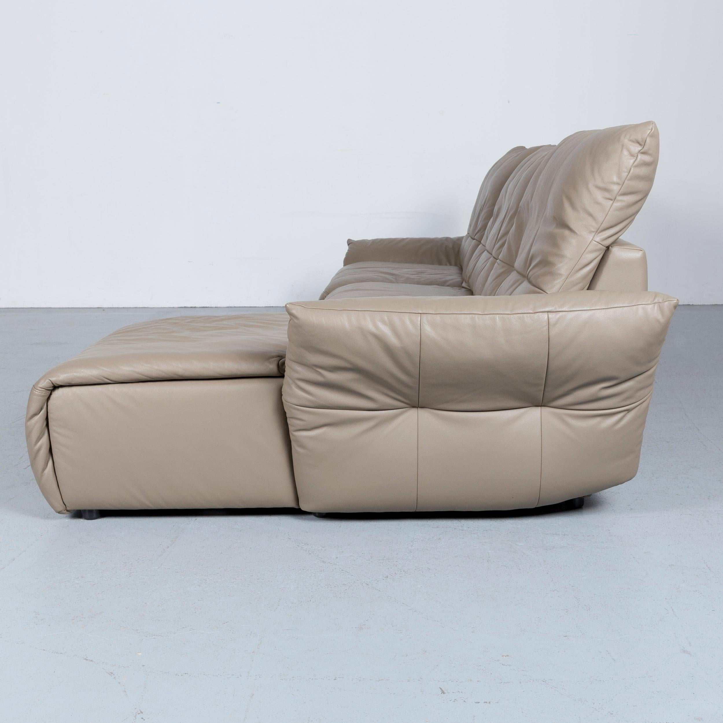 Ewald Schillig Designer Leather Corner-Sofa Grey with Function 7