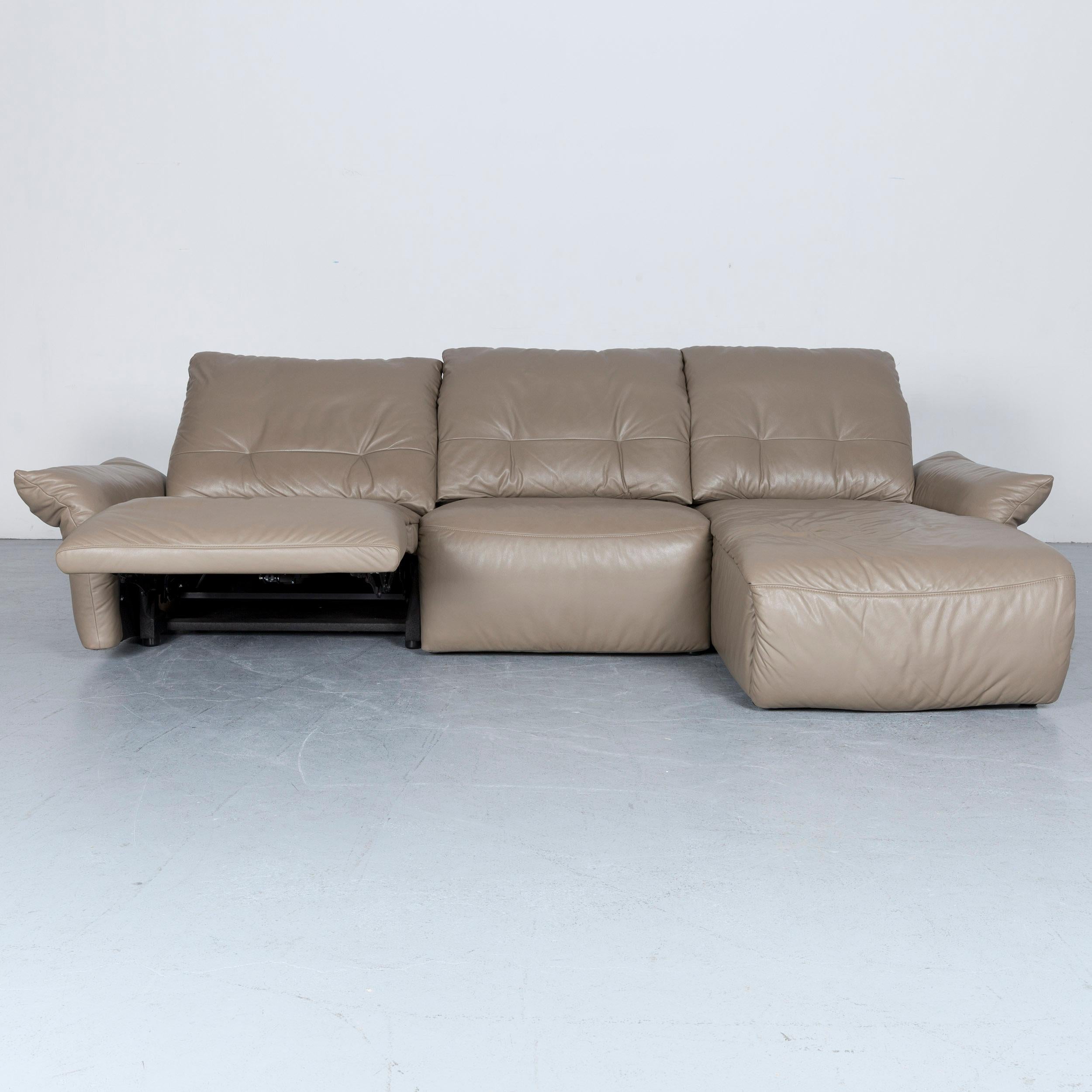 Ewald Schillig Designer Leather Corner-Sofa Grey with Function In Good Condition In Cologne, DE