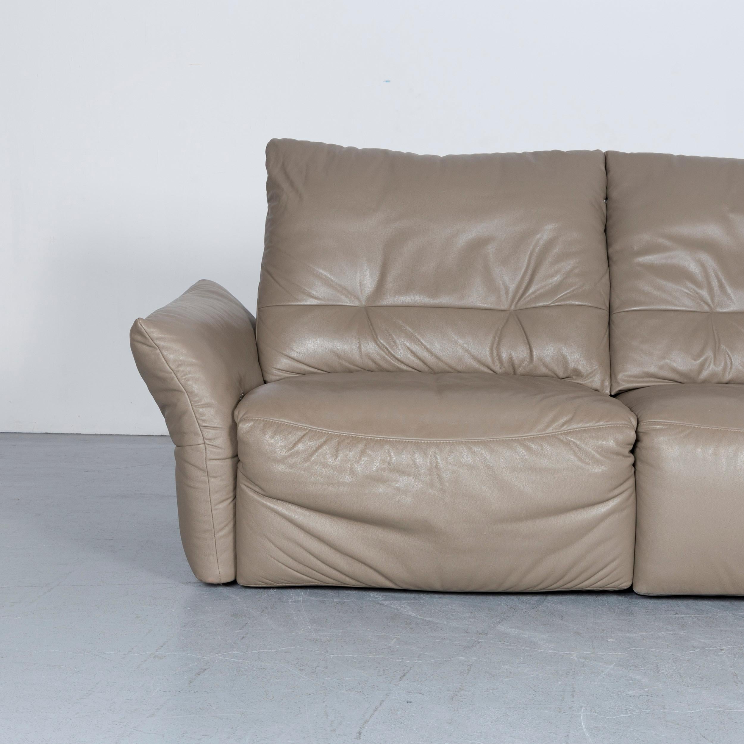 Contemporary Ewald Schillig Designer Leather Corner-Sofa Grey with Function