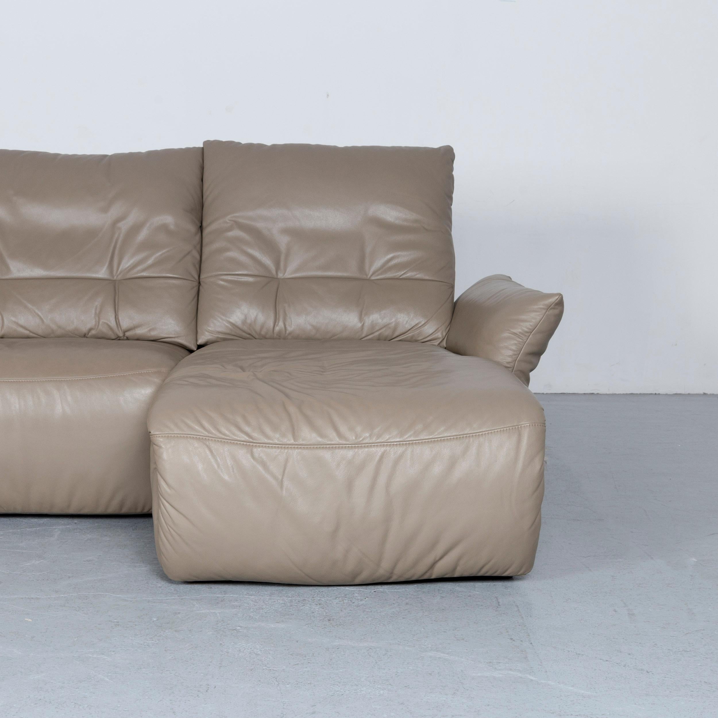 Ewald Schillig Designer Leather Corner-Sofa Grey with Function 1