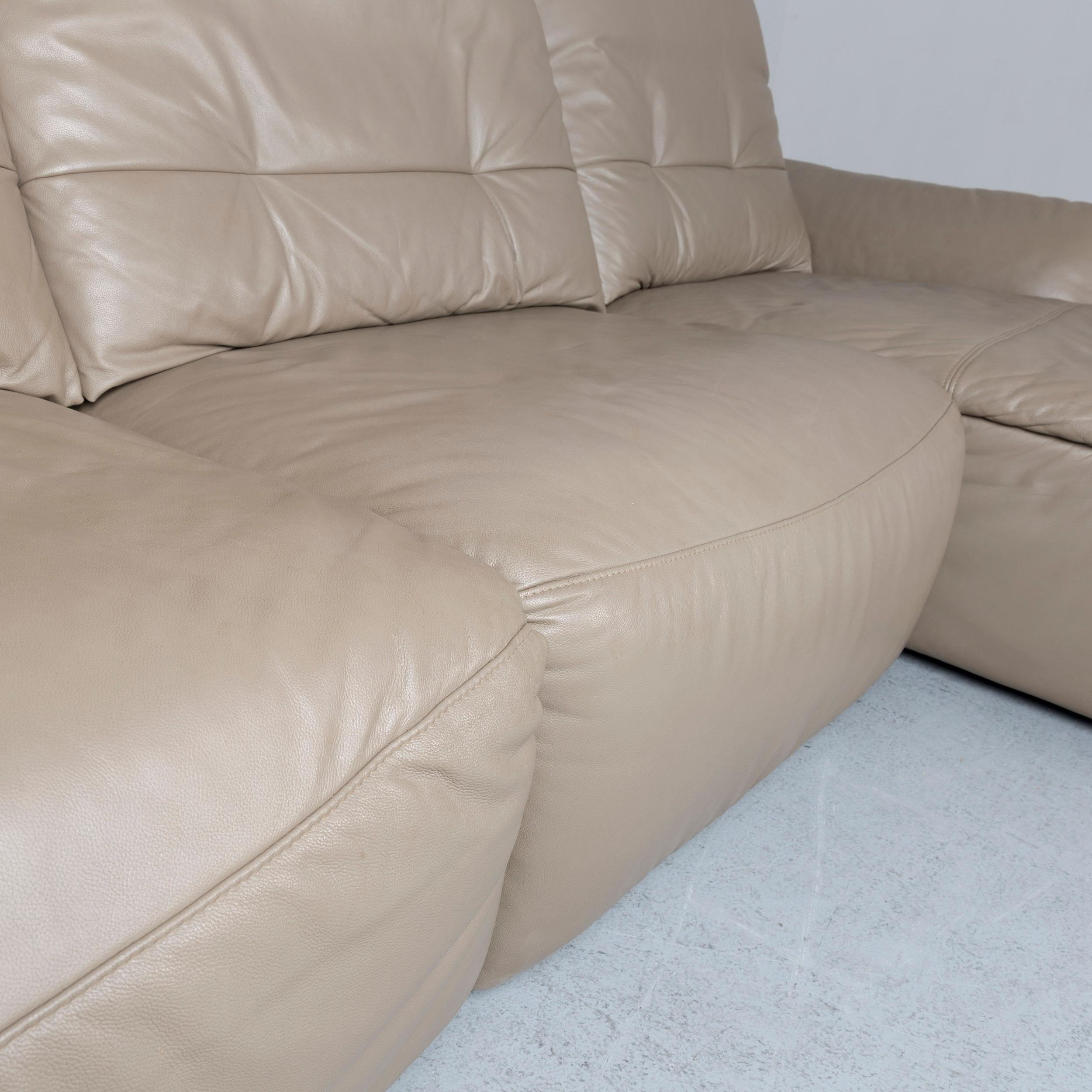 Ewald Schillig Designer Leather Corner-Sofa Grey with Function 2