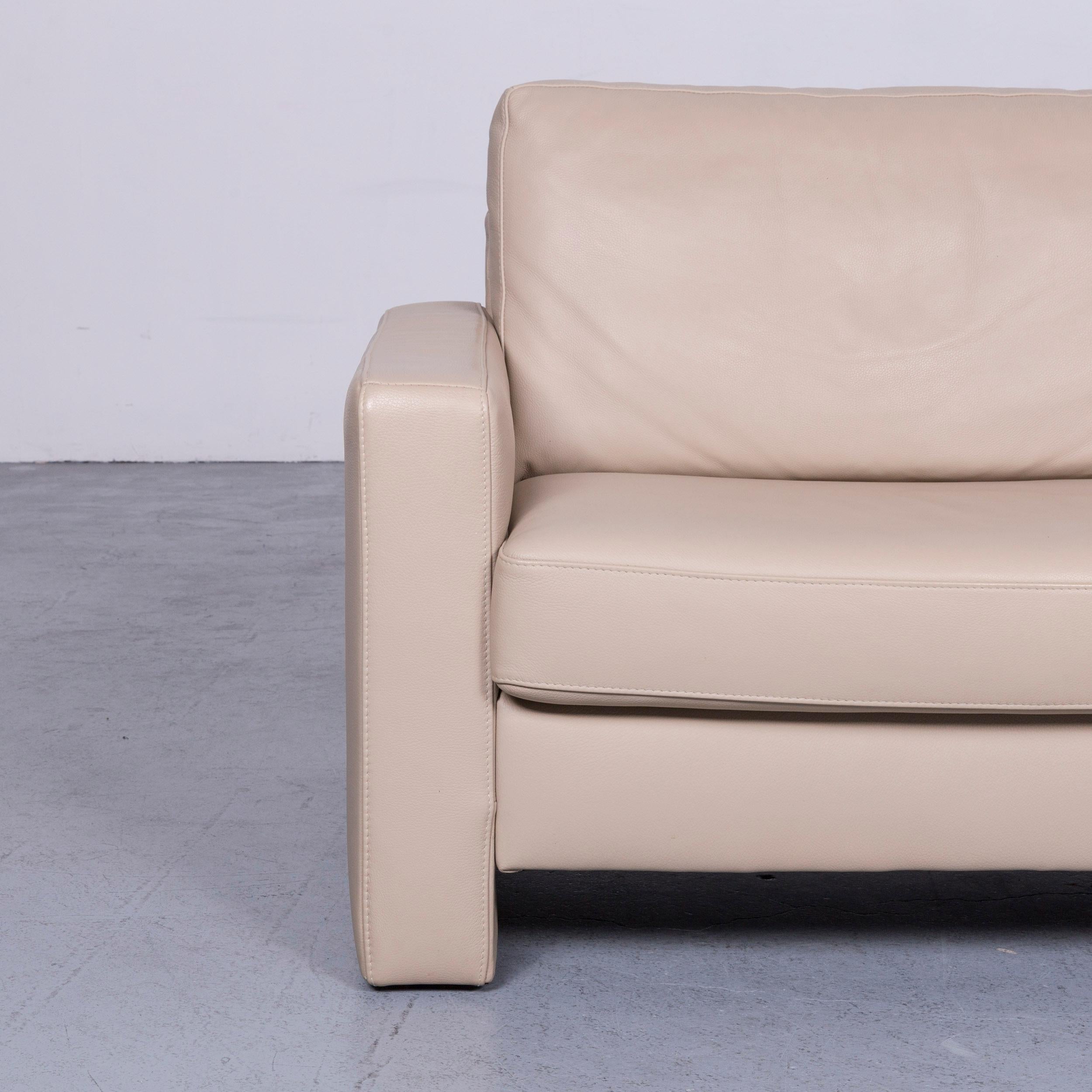 Ewald Schillig Designer Leather Sofa Armchair Set Brown Beige Two-Seat 9