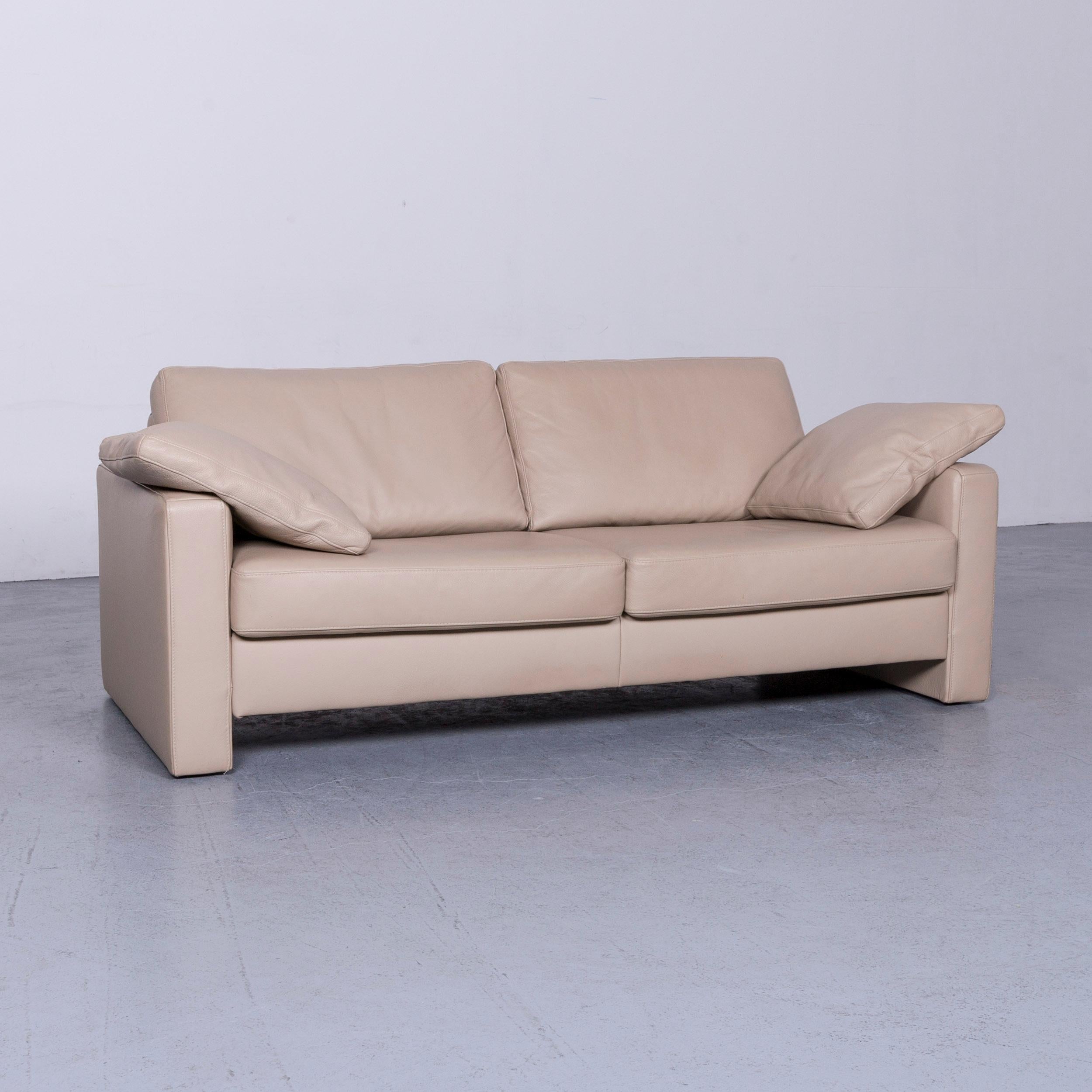 German Ewald Schillig Designer Leather Sofa Armchair Set Brown Beige Two-Seat