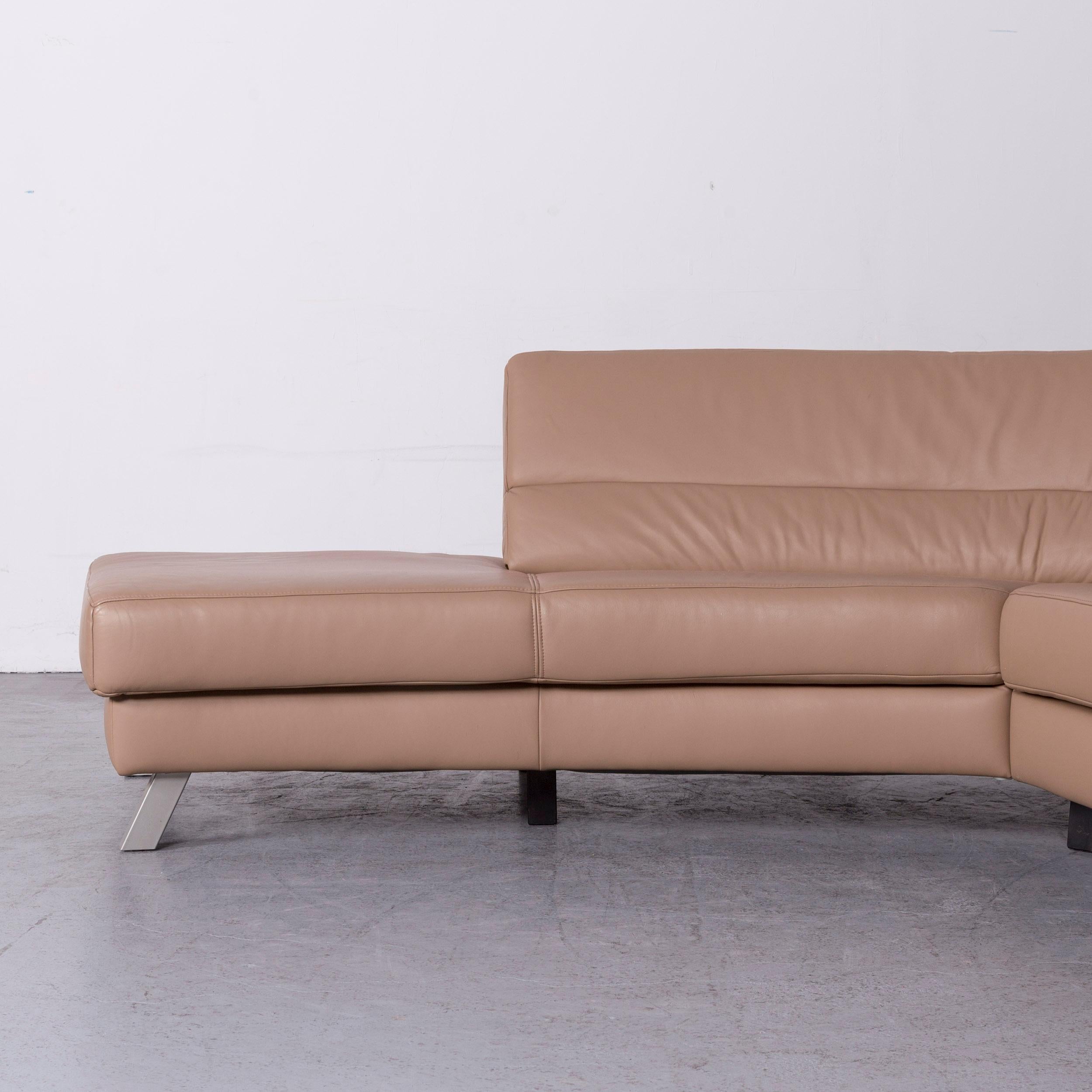 Ewald Schillig Designer Leather Sofa Beige Corner-Couch In Good Condition For Sale In Cologne, DE