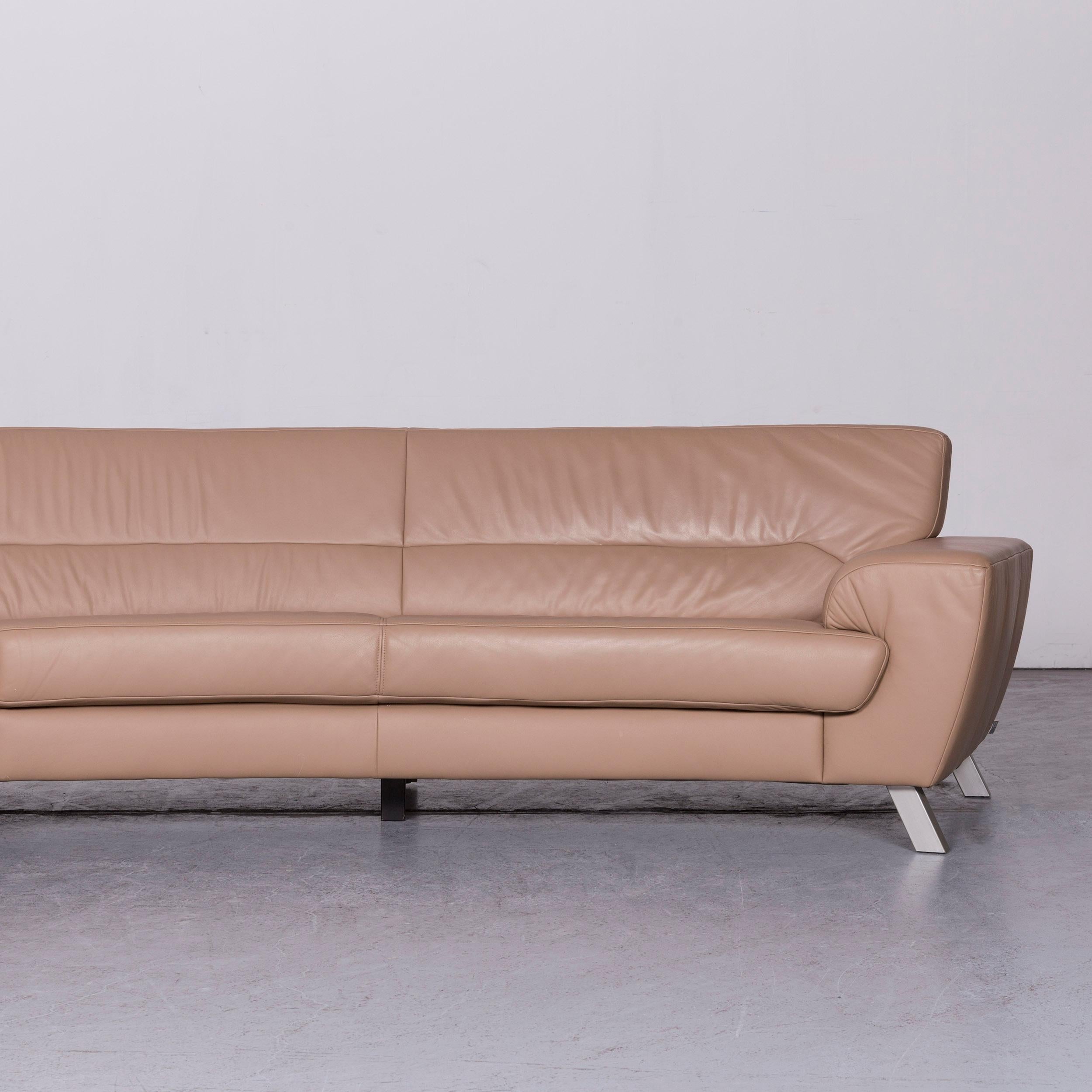 Contemporary Ewald Schillig Designer Leather Sofa Beige Corner-Couch For Sale