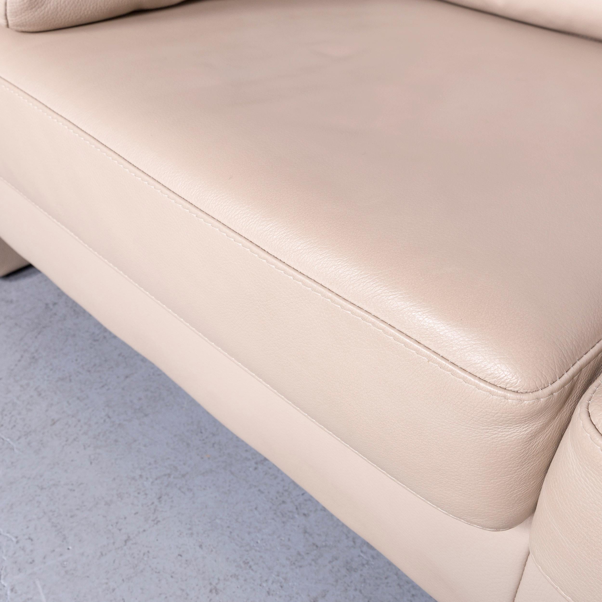 Ewald Schillig Designer Leather Sofa Brown Beige Two-Seat 1