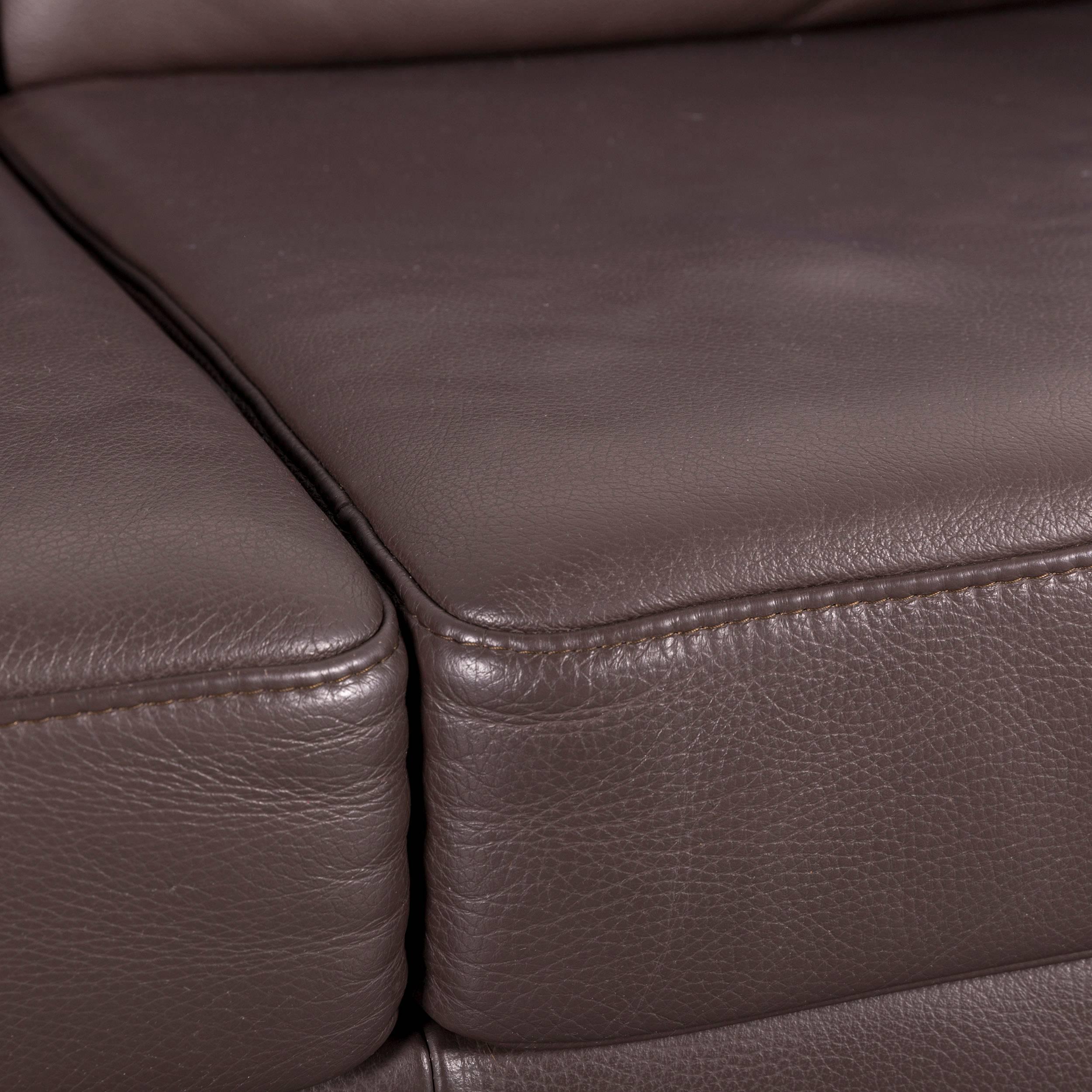 German Ewald Schillig Designer Leather Sofa Brown Two-Seat For Sale