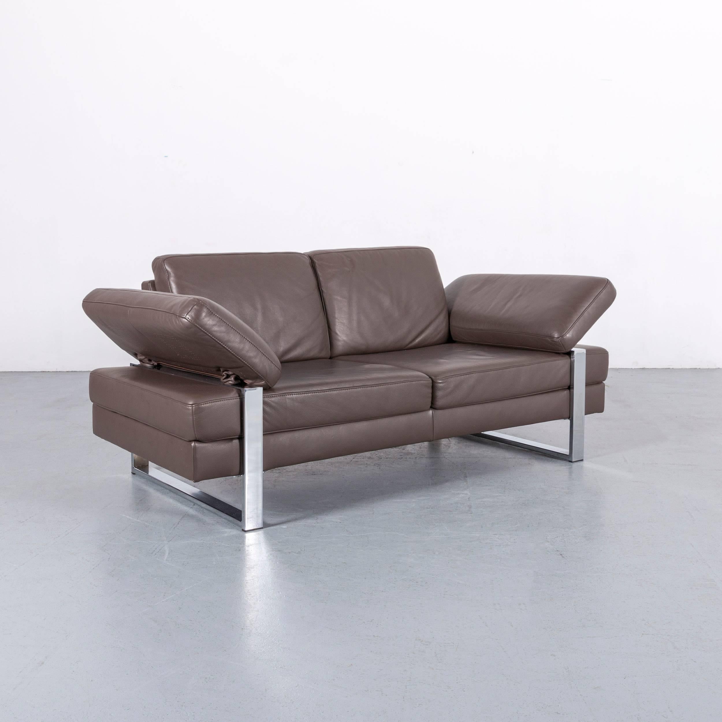 Ewald Schillig Designer Leather Sofa Brown Two-Seat For Sale 4