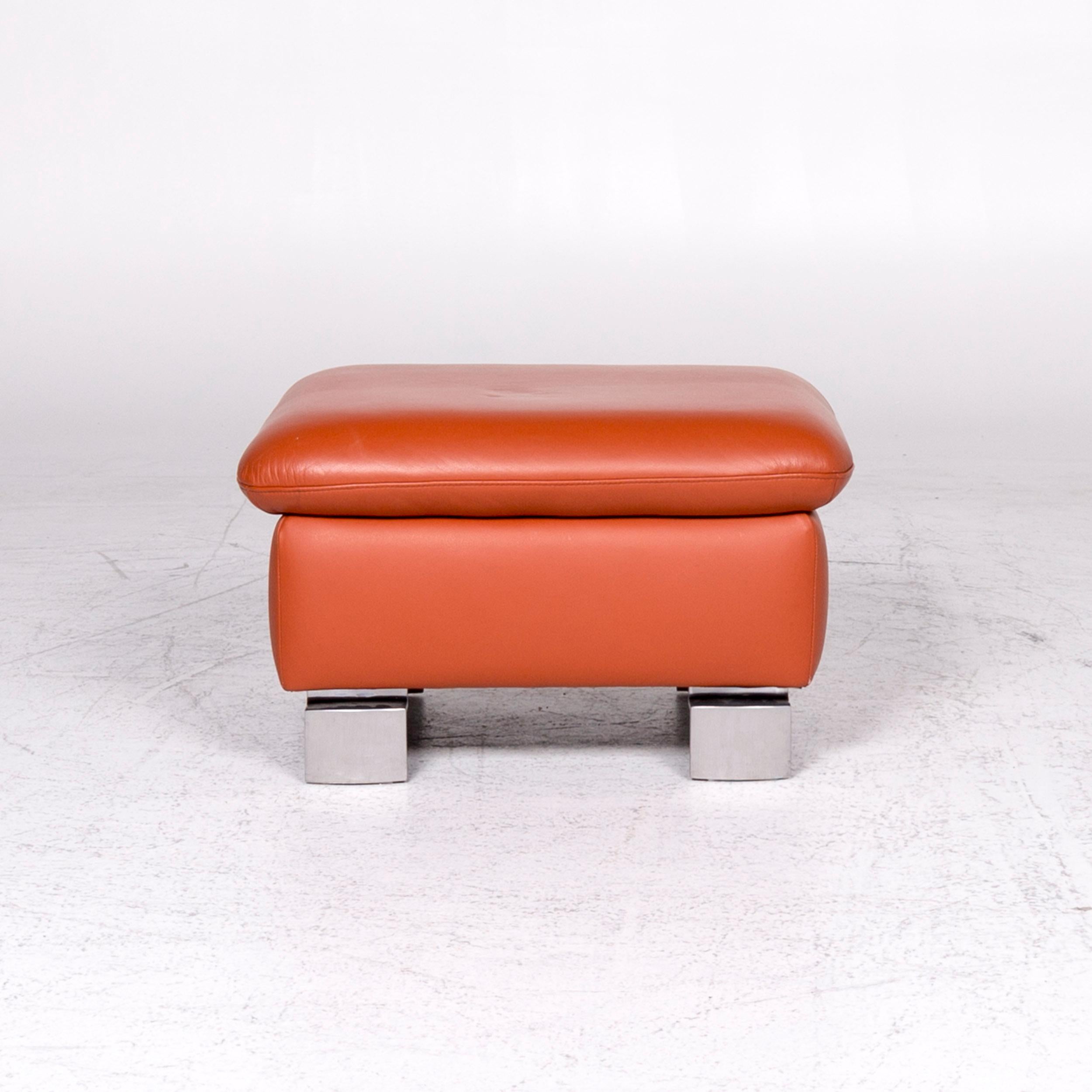 Ewald Schillig Designer Leather Stool Orange Function Storage Space 1