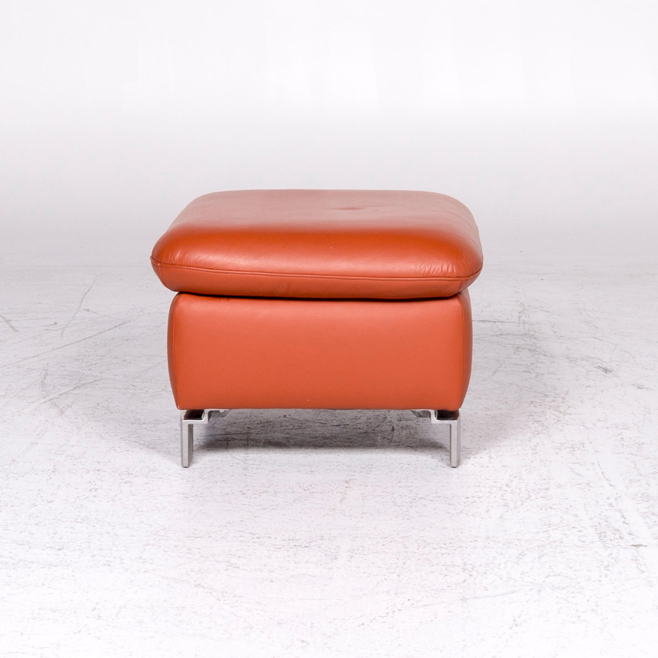 Ewald Schillig Designer Leather Stool Orange Function Storage Space 2