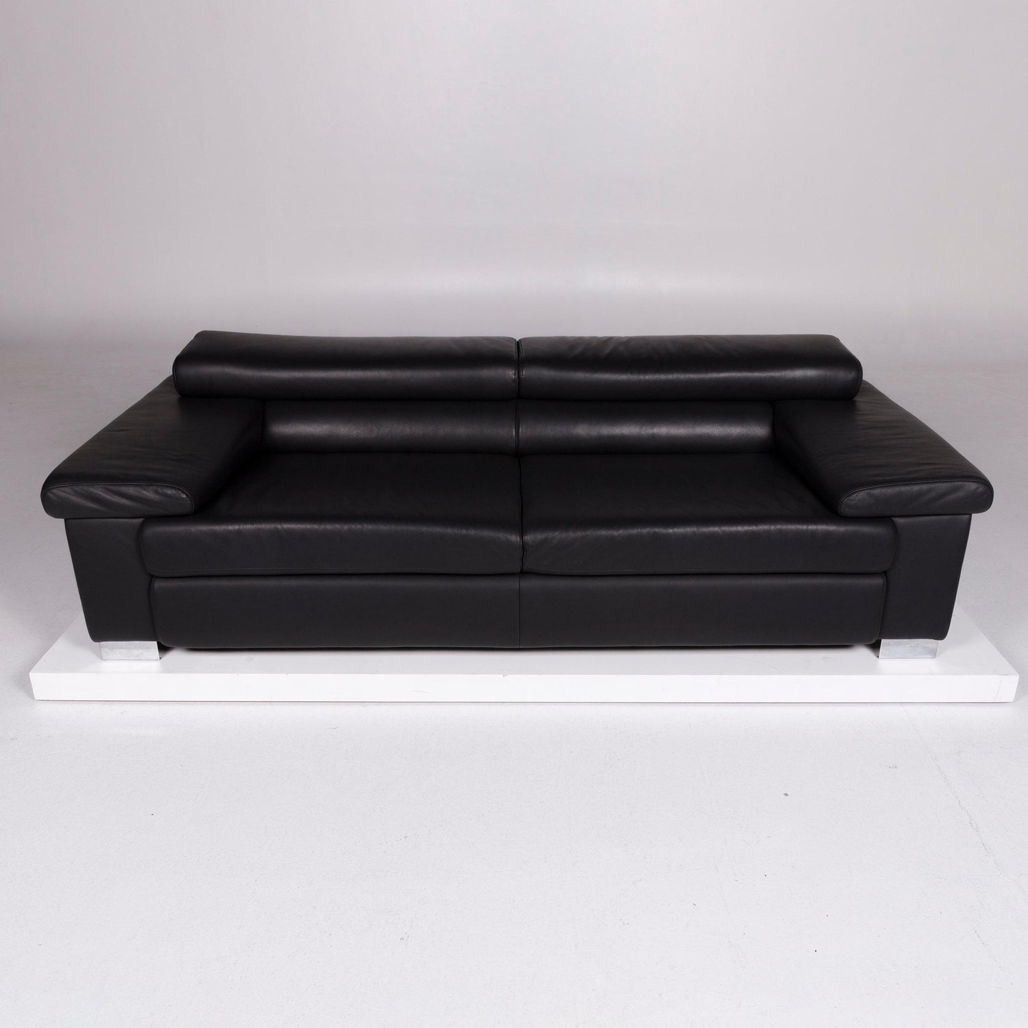 Ewald Schillig Designer Leder Sofa Schwarz Dreisitzer 10382