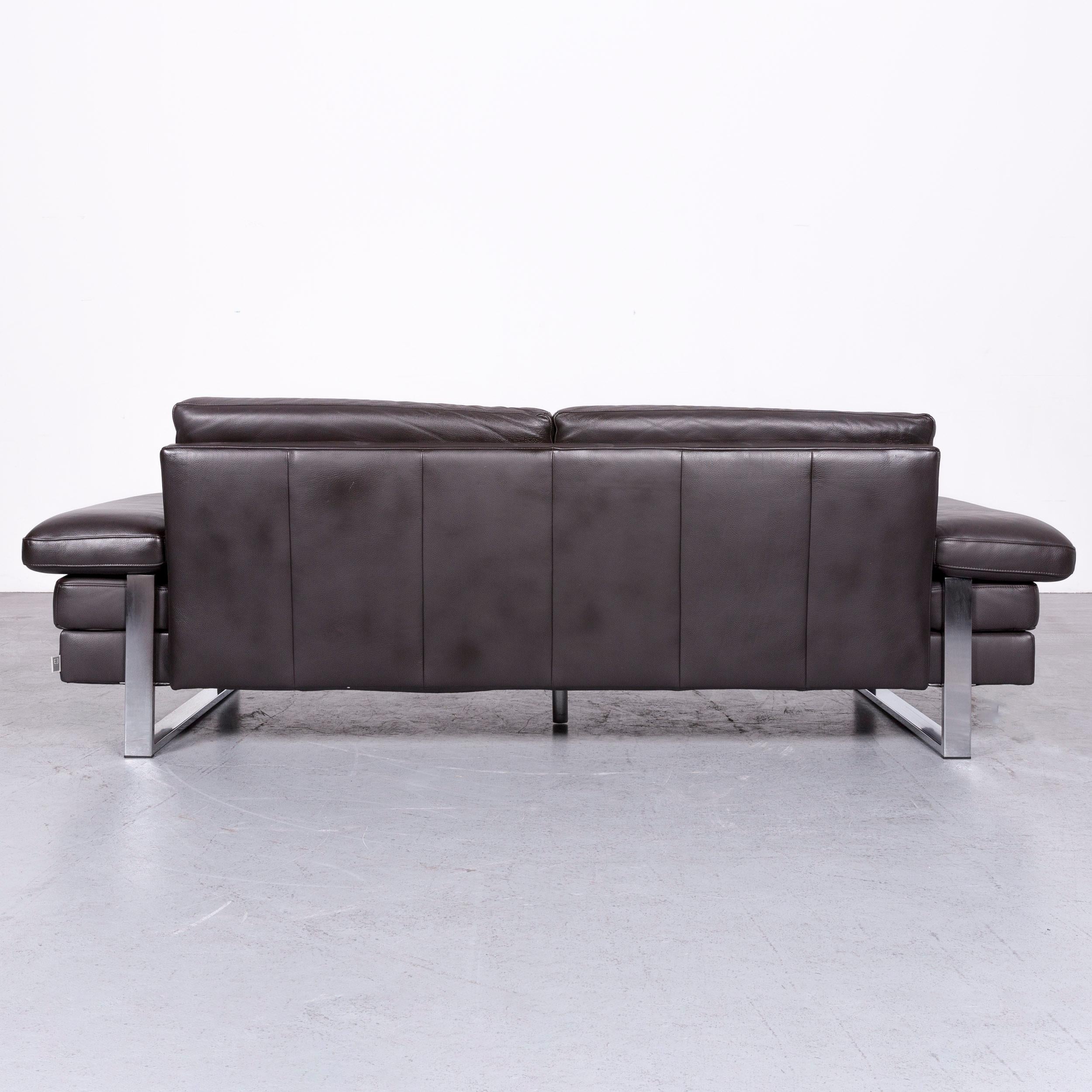 Ewald Schillig Designer Sofa Brown Three-Seat Couch Leather 6