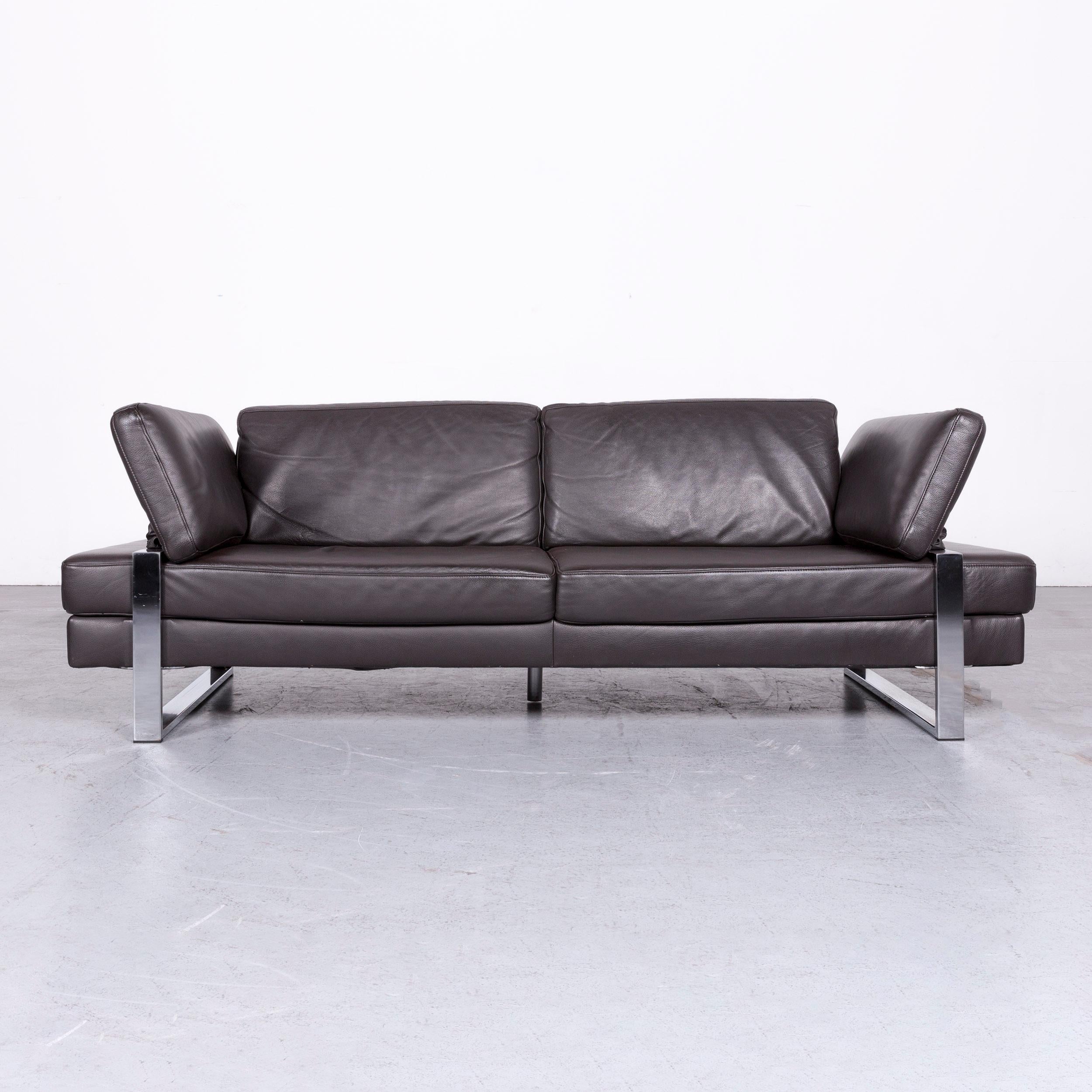 Ewald Schillig Designer Sofa Brown Three-Seat Couch Leather In Good Condition In Cologne, DE