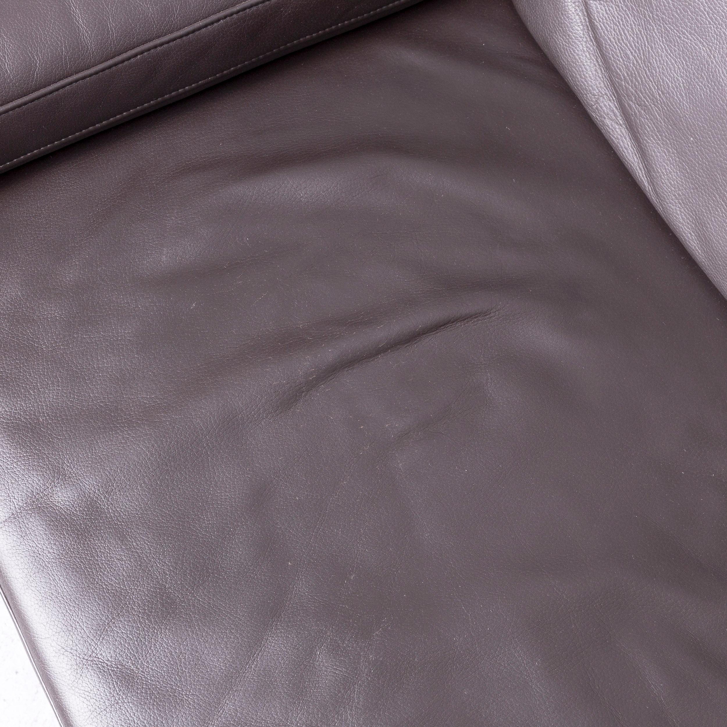 Ewald Schillig Designer Sofa Brown Three-Seat Couch Leather 3