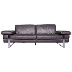 Ewald Schillig Designer Sofa Brown Three-Seat Couch Leather