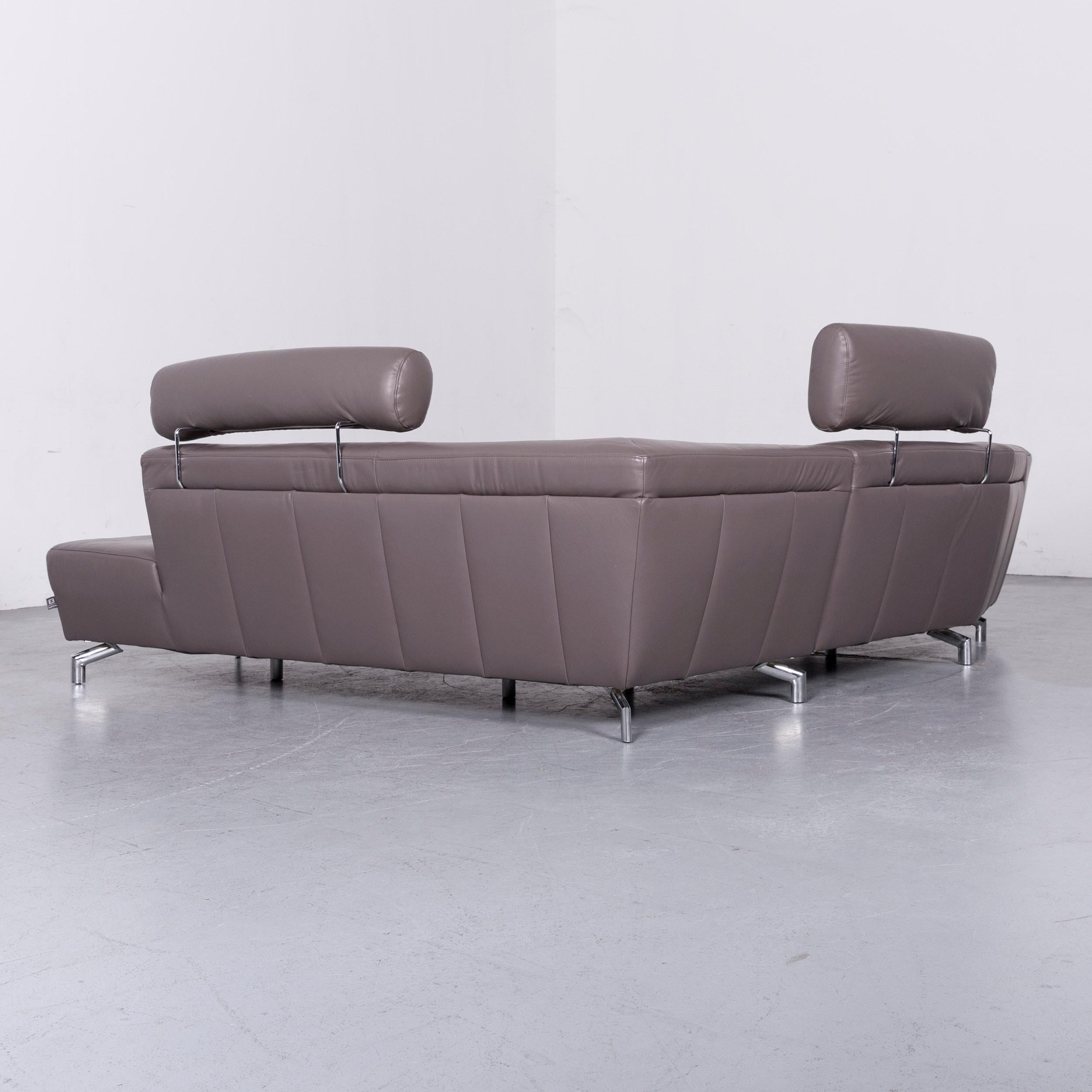 Ewald Schillig Designer Sofa Leather Grey Corner Couch For Sale 4