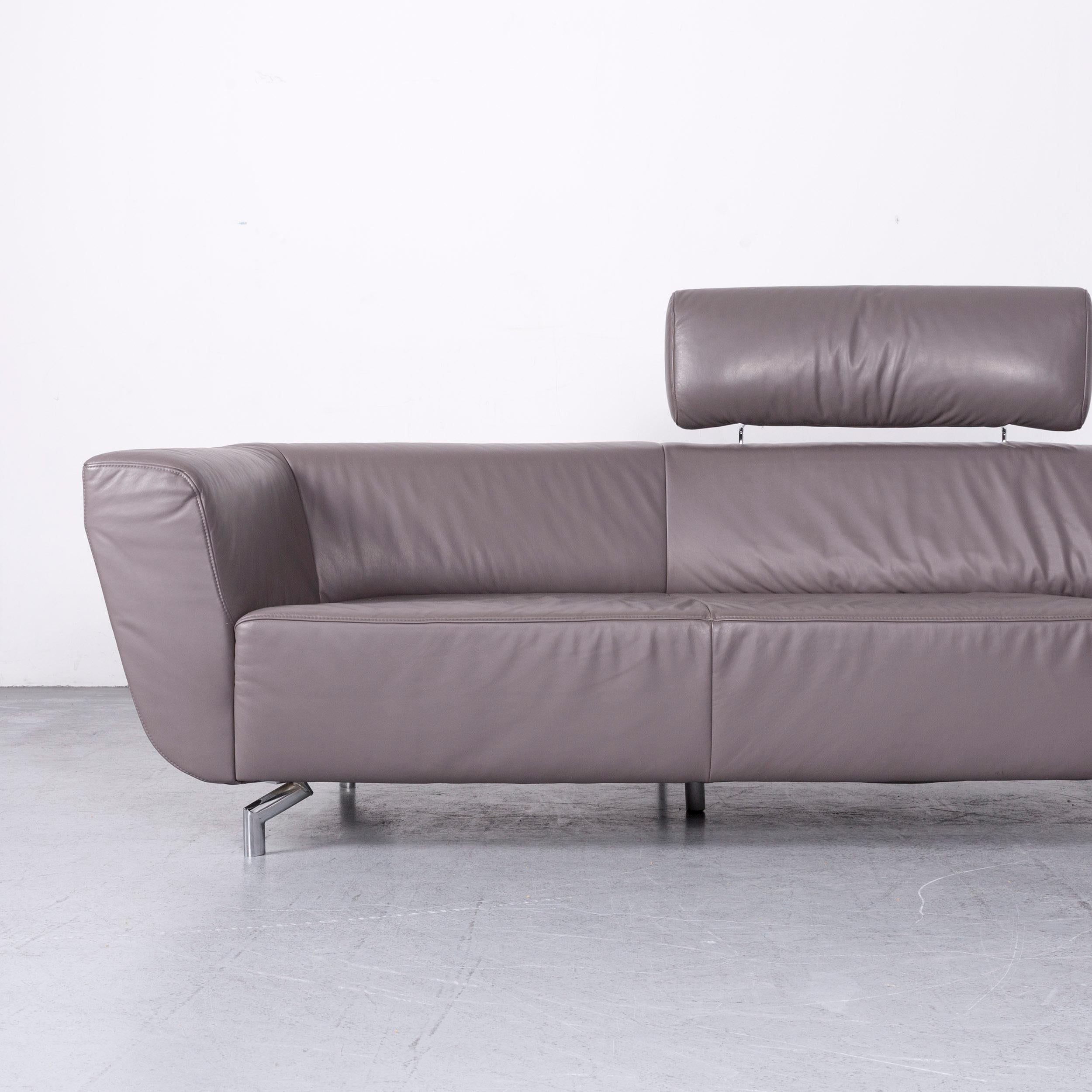 German Ewald Schillig Designer Sofa Leather Grey Corner Couch For Sale