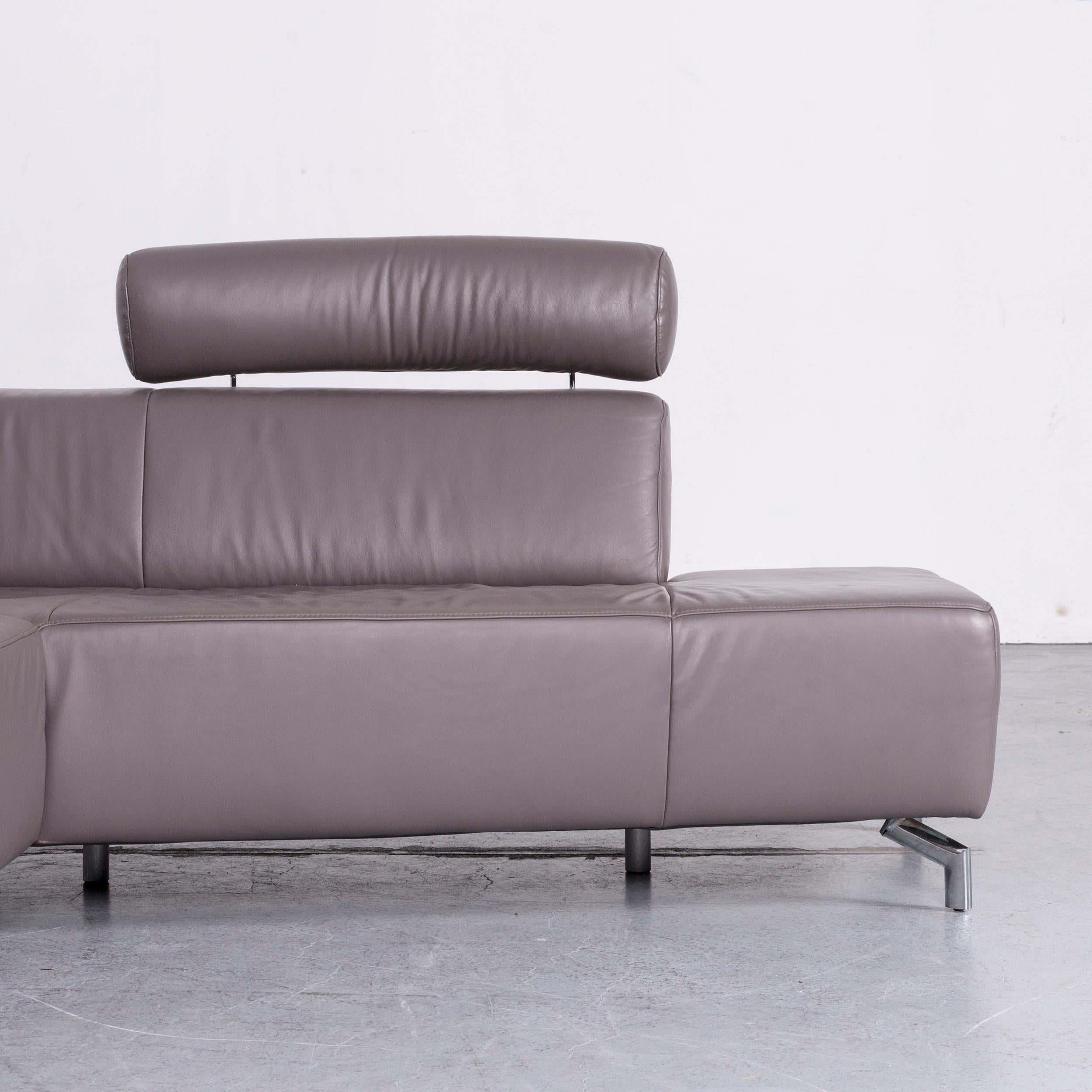 Ewald Schillig Designer Sofa Leather Grey Corner Couch In Good Condition For Sale In Cologne, DE