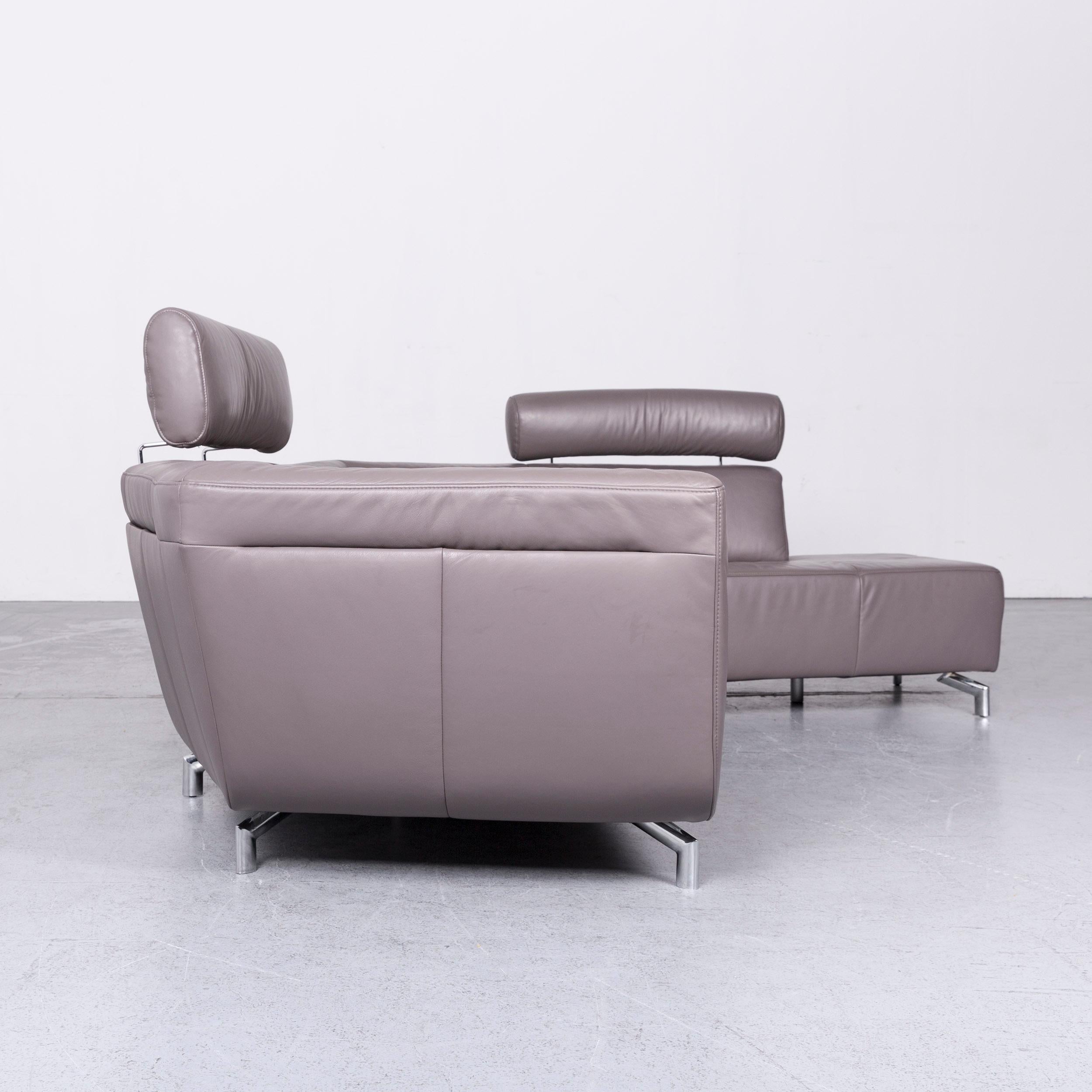 Ewald Schillig Designer Sofa Leather Grey Corner Couch For Sale 2
