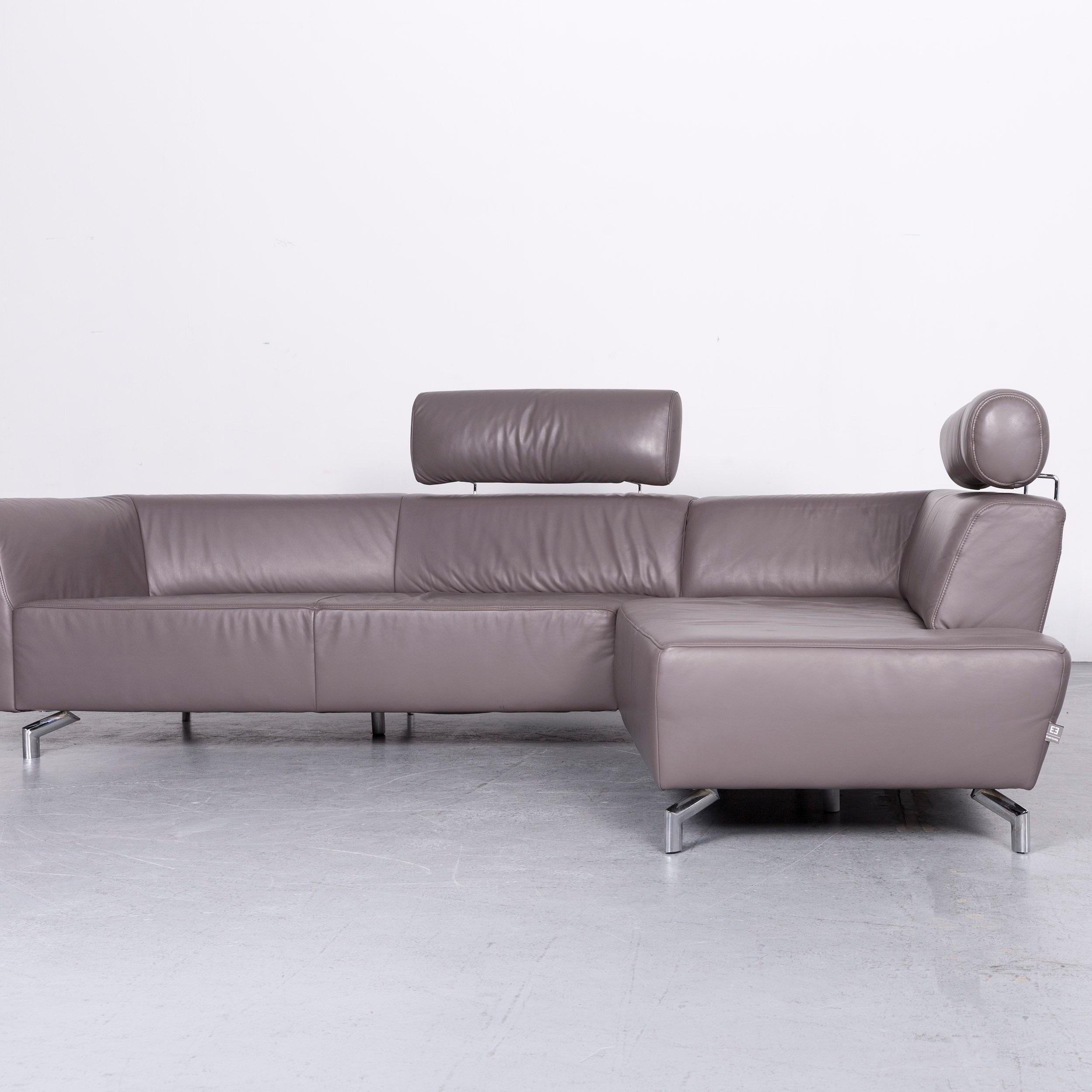 Ewald Schillig Designer Sofa Leather Grey Corner Couch For Sale 3
