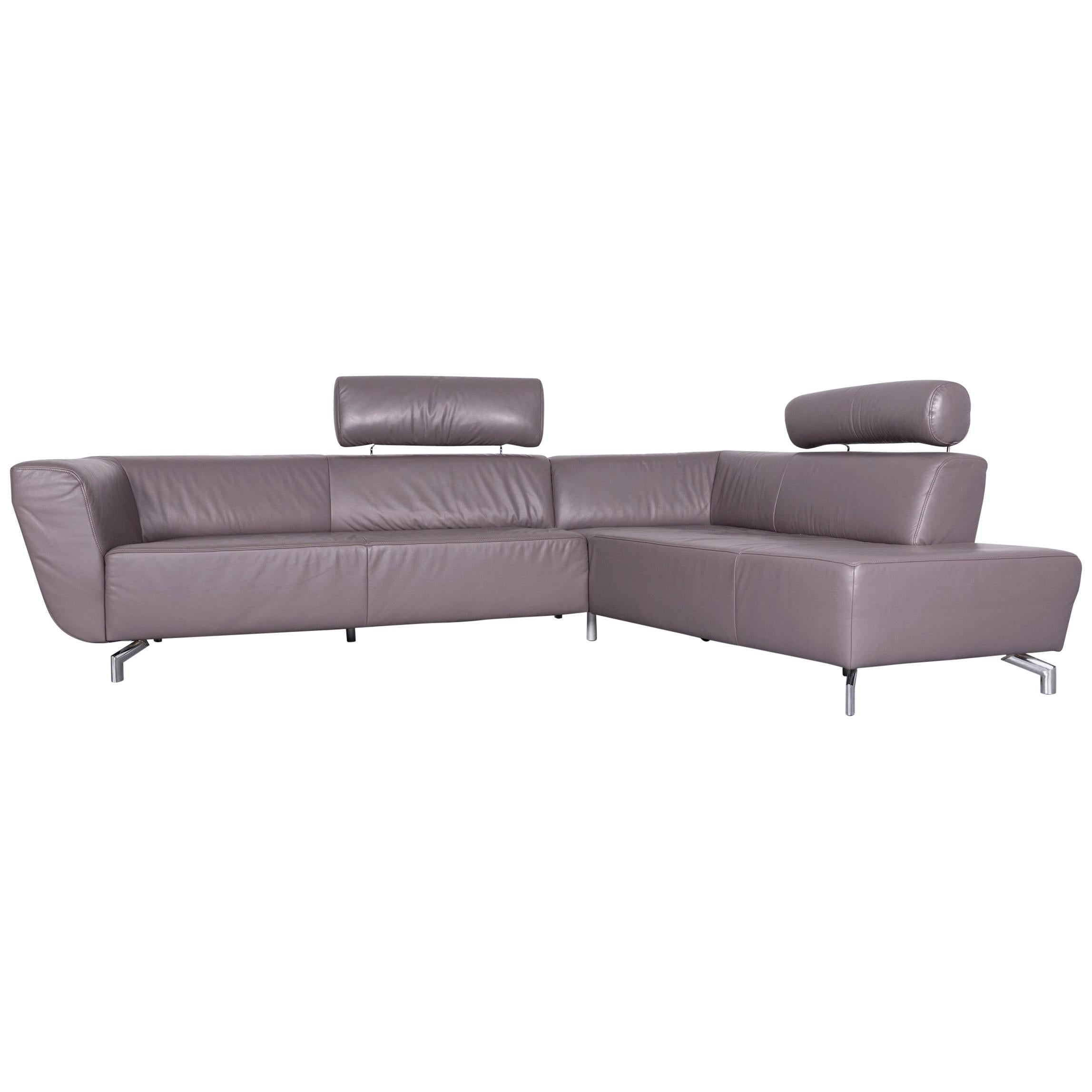 Ewald Schillig Designer Sofa Leather Grey Corner Couch For Sale