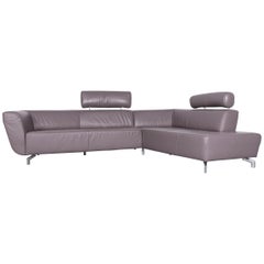 Ewald Schillig Designer Sofa Leather Grey Corner Couch