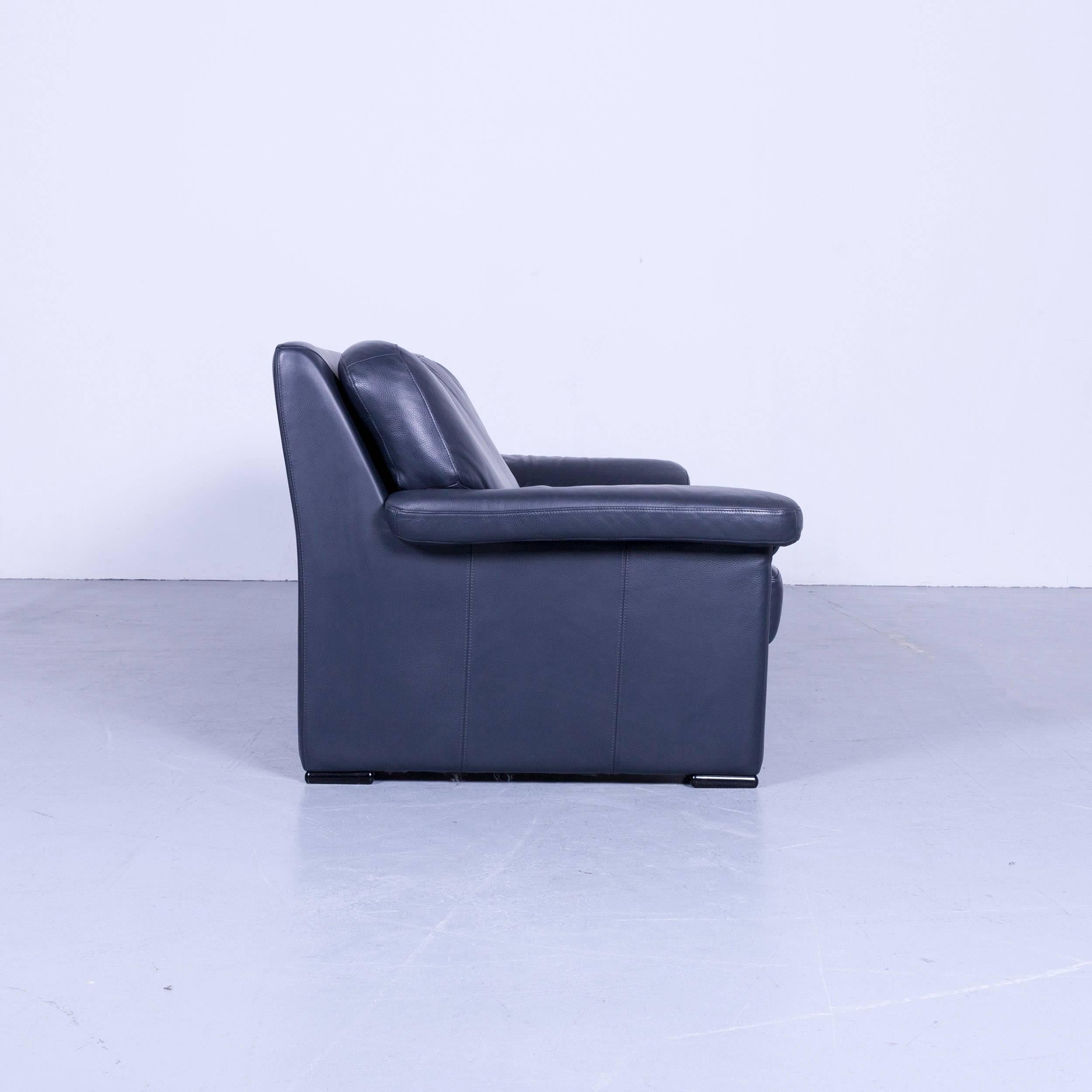 Ewald Schillig Designer Sofa Set Blue Leather Couch 4