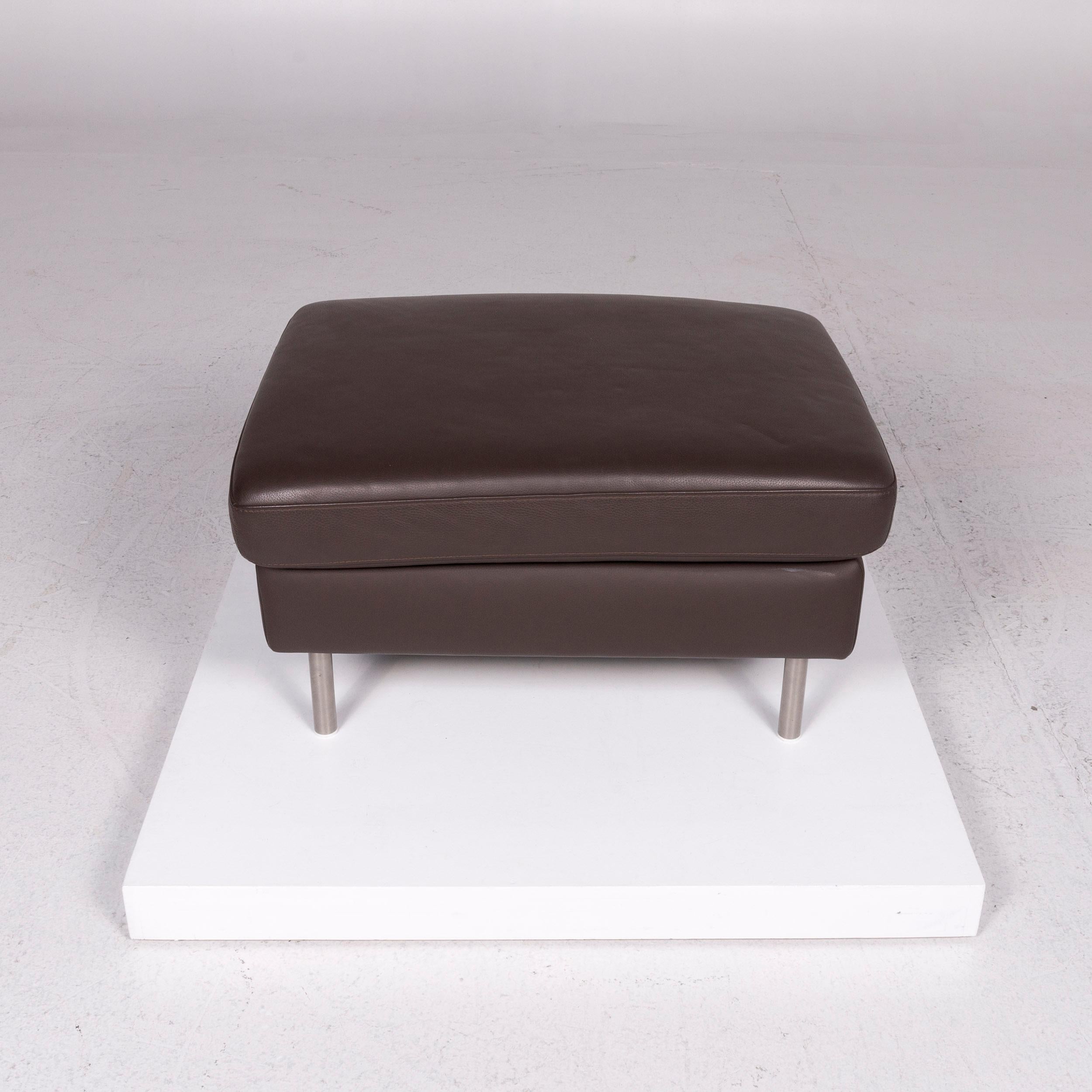 Ewald Schillig Domino Leather Stool Brown In Excellent Condition For Sale In Cologne, DE