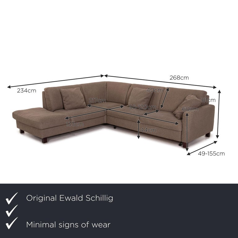 Ewald Schillig Fabric Corner Sofa Gray Brown Sleep Function Function Sofa  Bed at 1stDibs