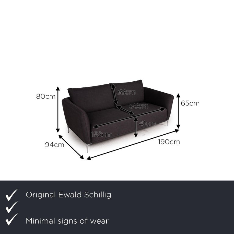 Ewald Schillig Fabric Sofa Anthracite Two-Seater Couch For Sale at 1stDibs