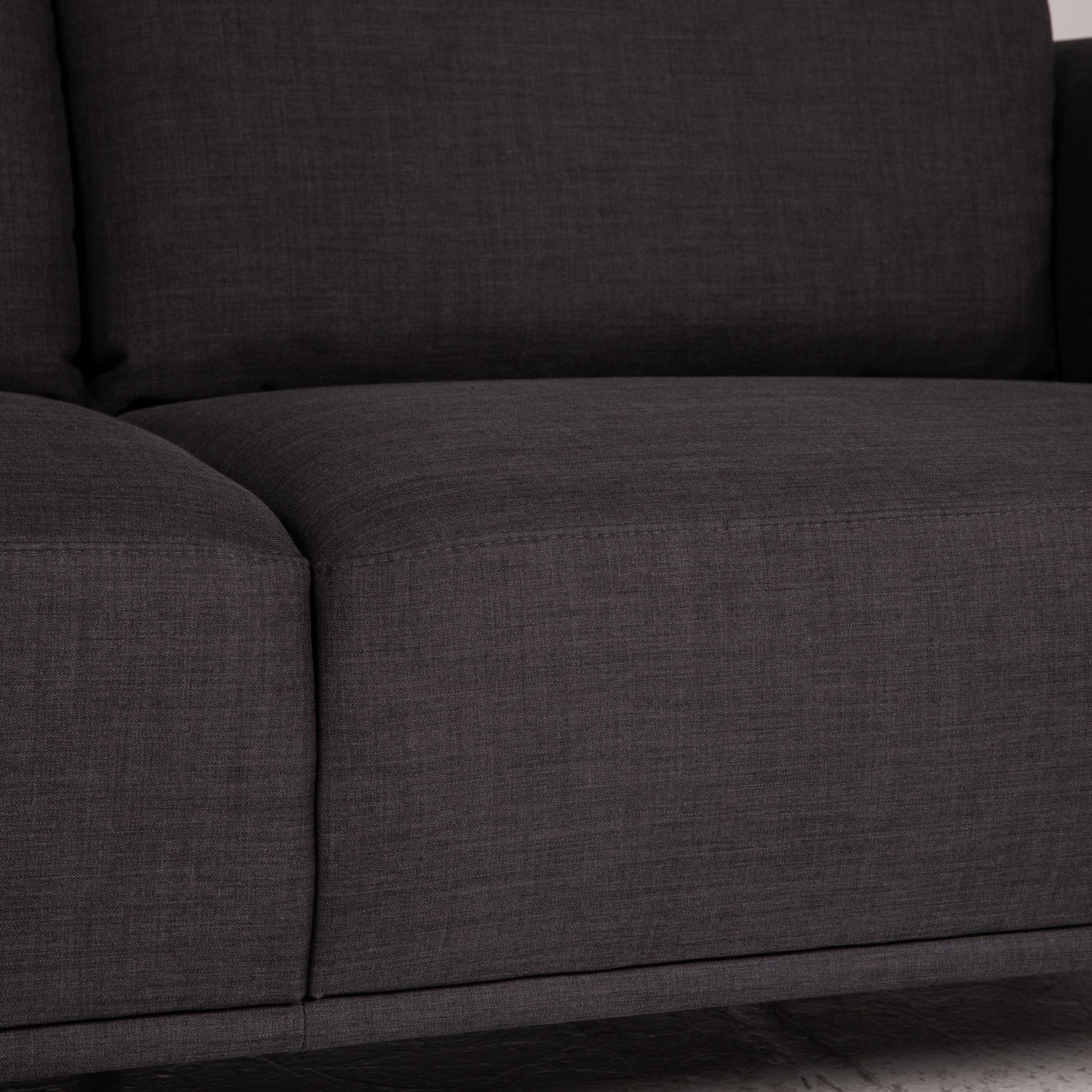Ewald Schillig Anthrazitfarbenes Sofa mit zwei Sitzmöbeln und Stoff (Moderne) im Angebot