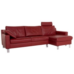 Ewald Schillig Flex Plus Dark Red Leather Corner Sofa
