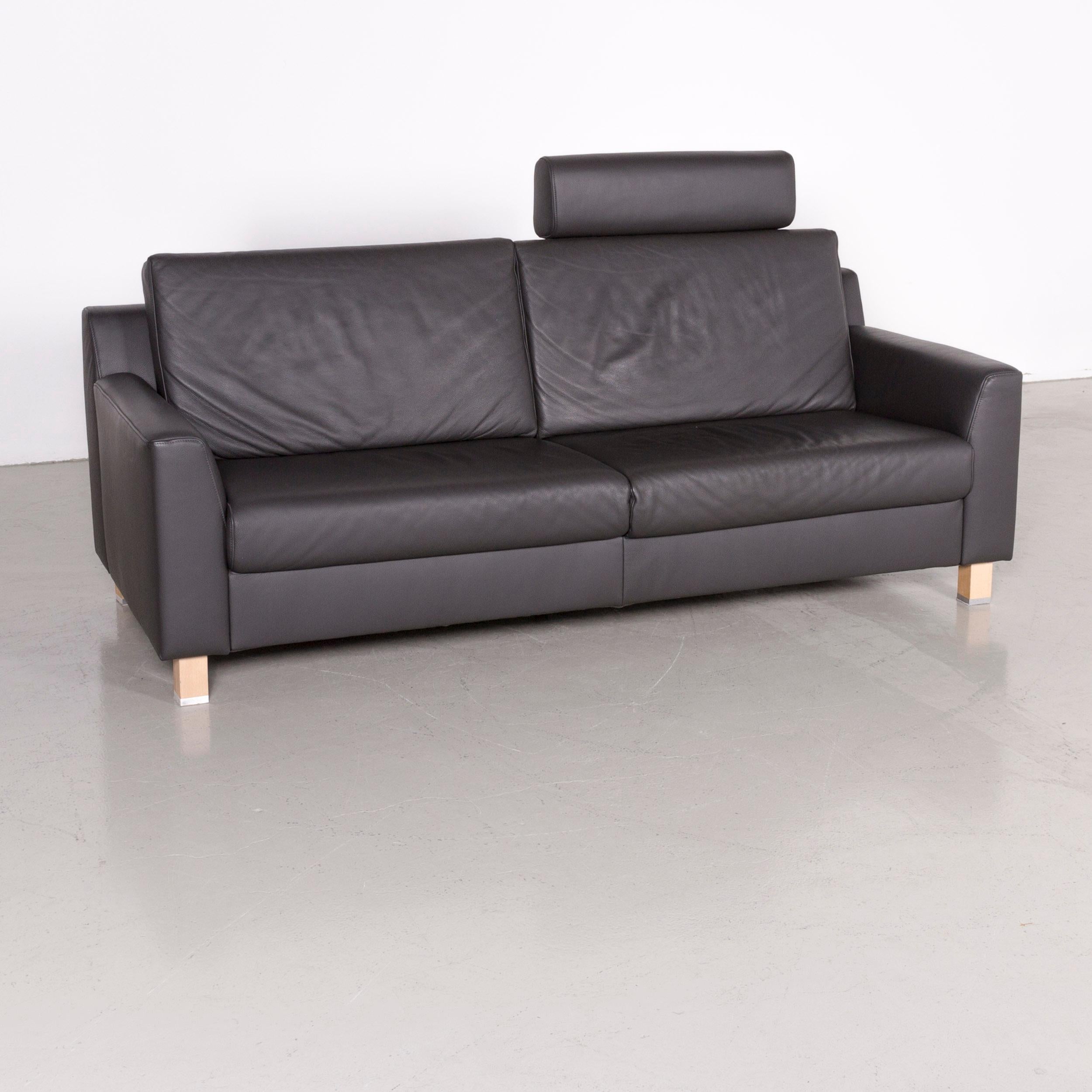 Ewald Schillig flex plus designer leather sofa grey three-seat couch.