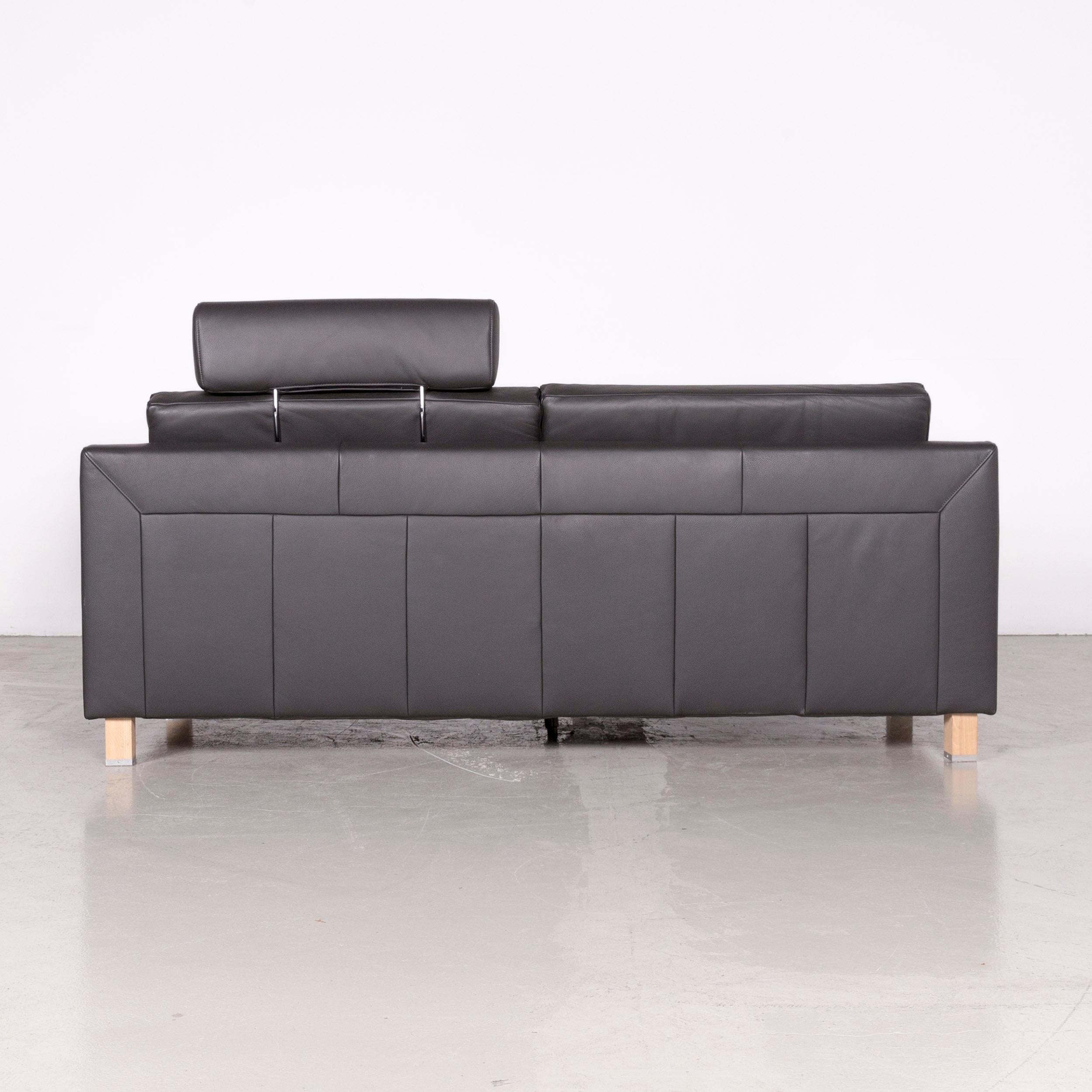 Ewald Schillig Flex Plus Designer Leather Sofa Grey Three-Seat Couch For Sale 3
