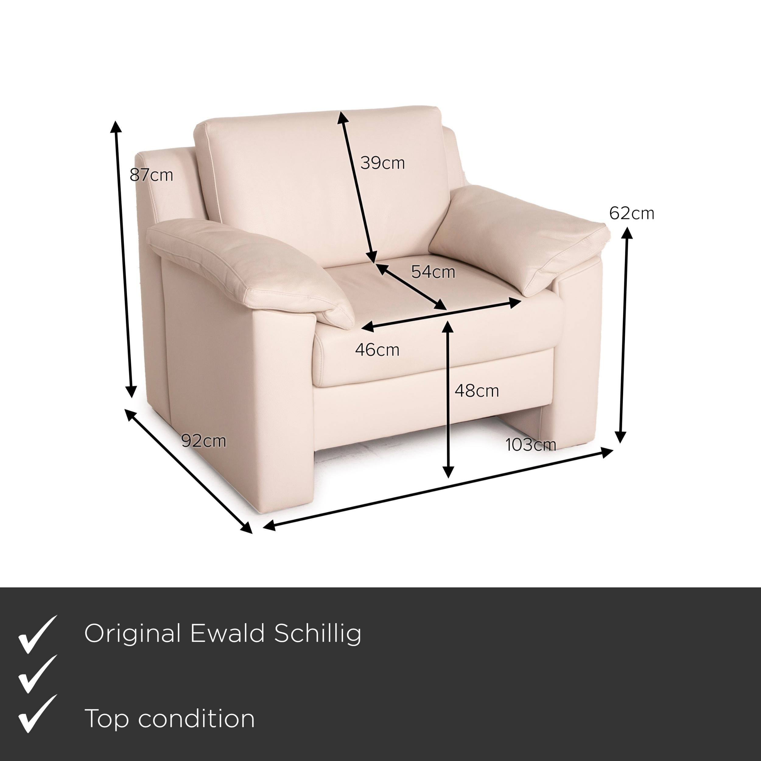 We present to you an Ewald Schillig Flex Plus leather armchair cream.
 
 

 Product measurements in centimeters:
 

Depth: 92
Width: 103
Height: 87
Seat height: 48
Rest height: 62
Seat depth: 54
Seat width: 46
Back height: 39.