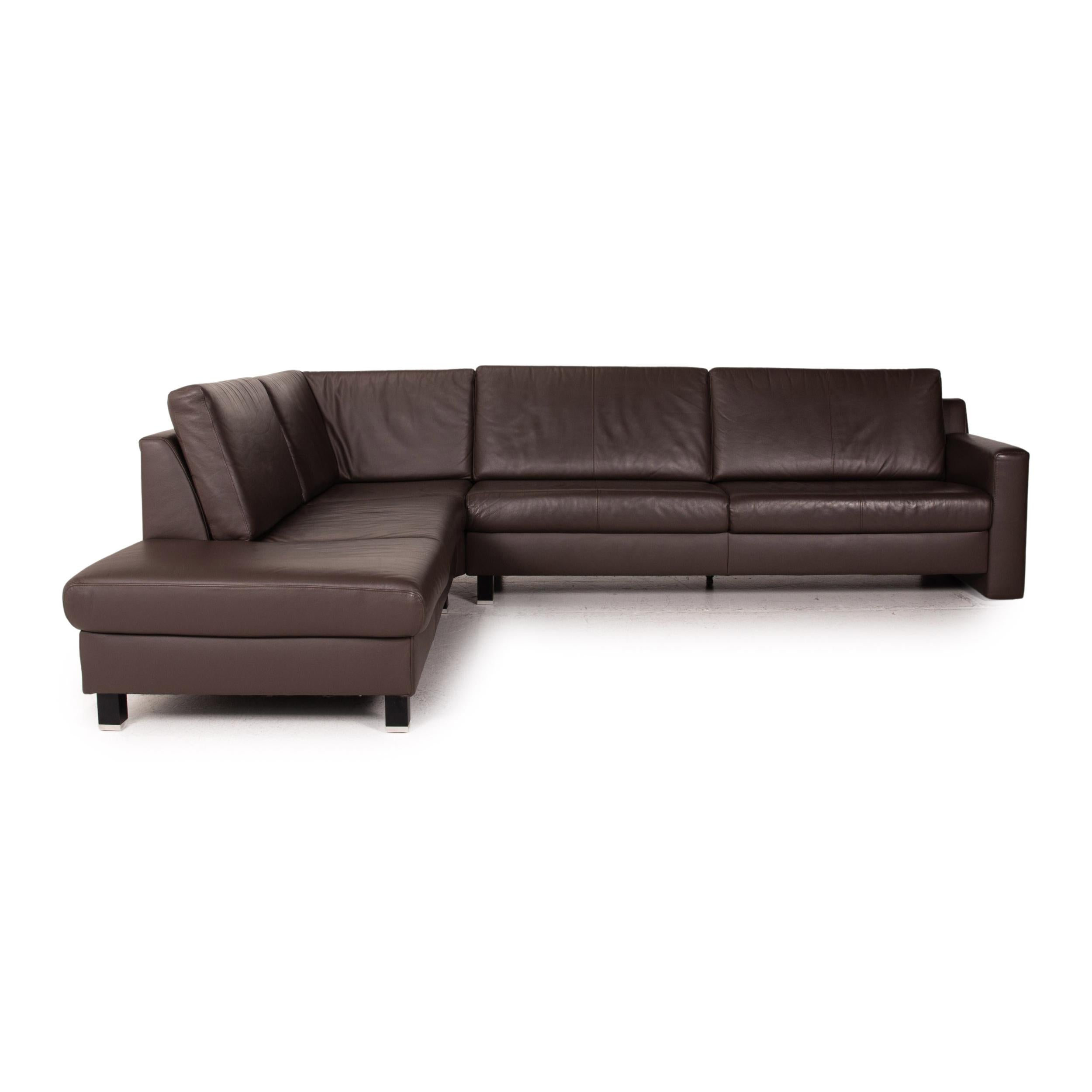 Ewald Schillig Flex Plus Leather Corner Sofa Brown Dark Brown Sofa Couch For Sale 2