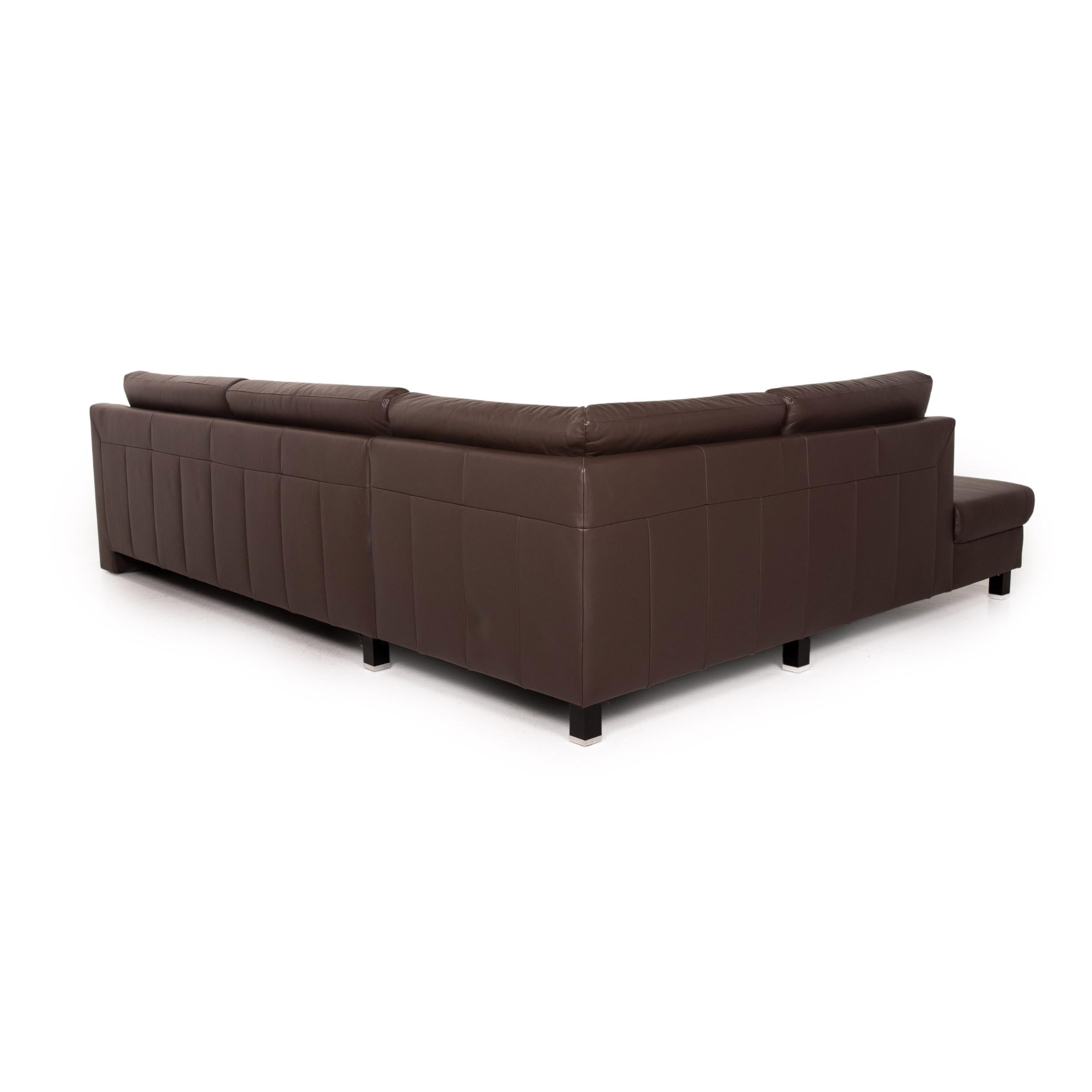Ewald Schillig Flex Plus Leather Corner Sofa Brown Dark Brown Sofa Couch For Sale 3