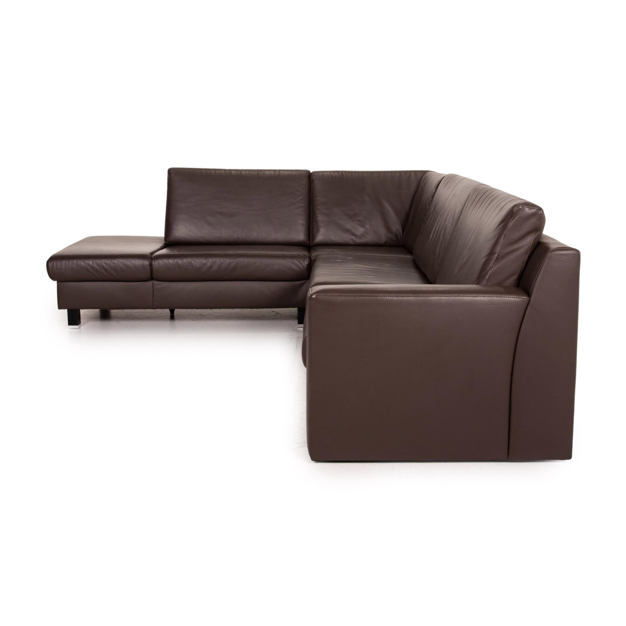 Ewald Schillig Flex Plus Leather Corner Sofa Brown Dark Brown Sofa Couch For Sale 4