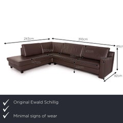 Ewald Schillig Flex Plus Leather Corner Sofa Brown Dark Brown Sofa Couch