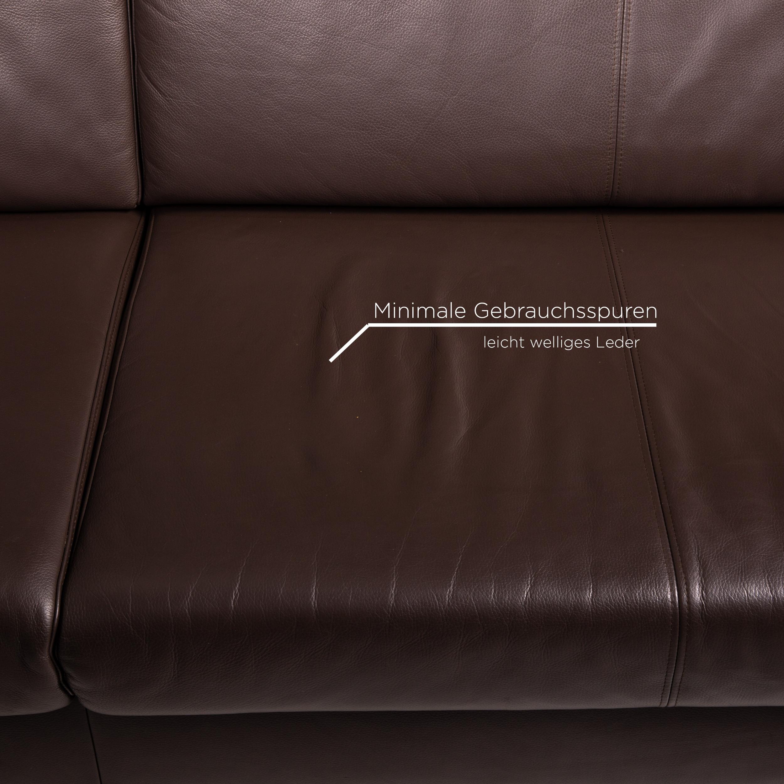 Modern Ewald Schillig Flex Plus Leather Corner Sofa Brown Dark Brown Sofa Couch For Sale