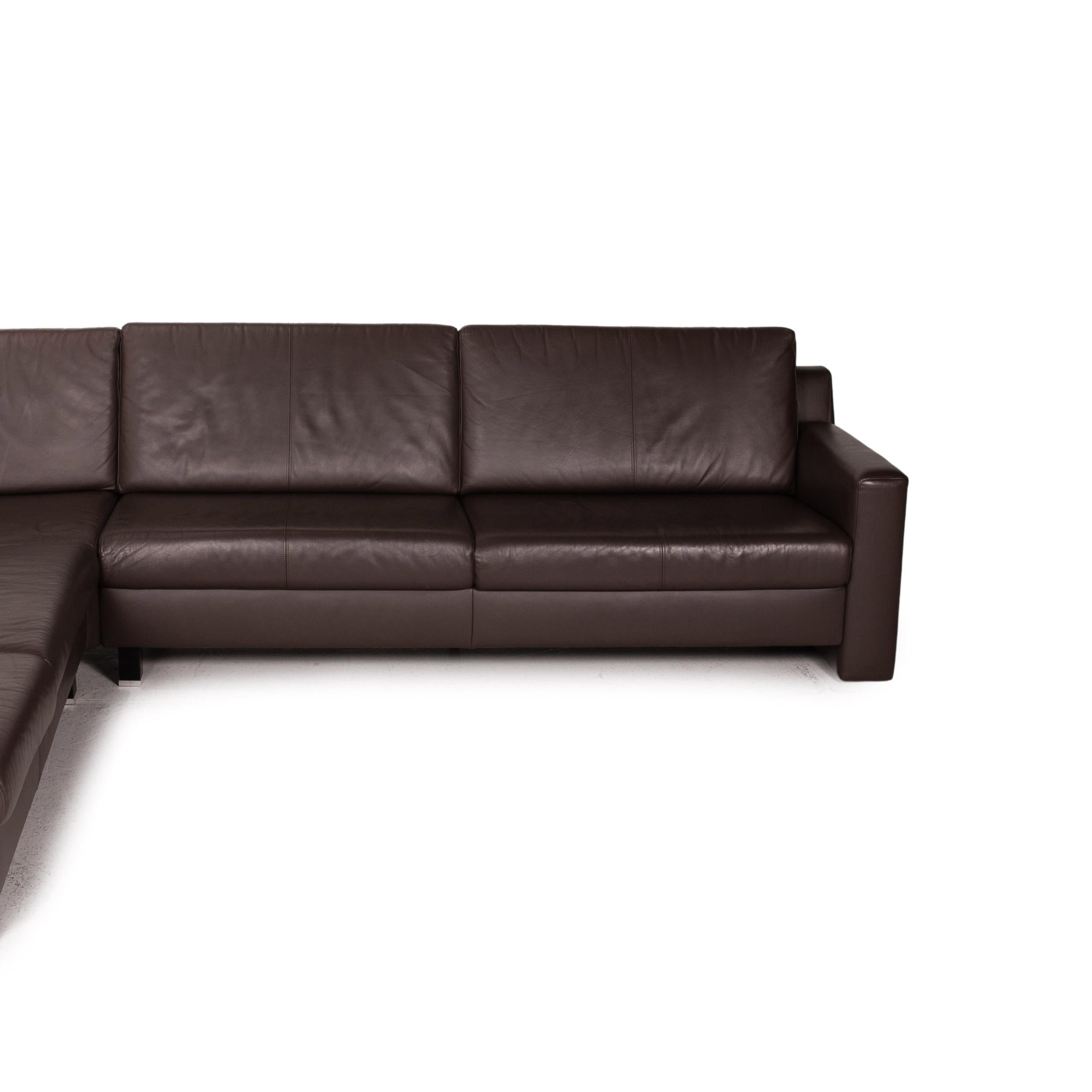 Ewald Schillig Flex Plus Leather Corner Sofa Brown Dark Brown Sofa Couch For Sale 1